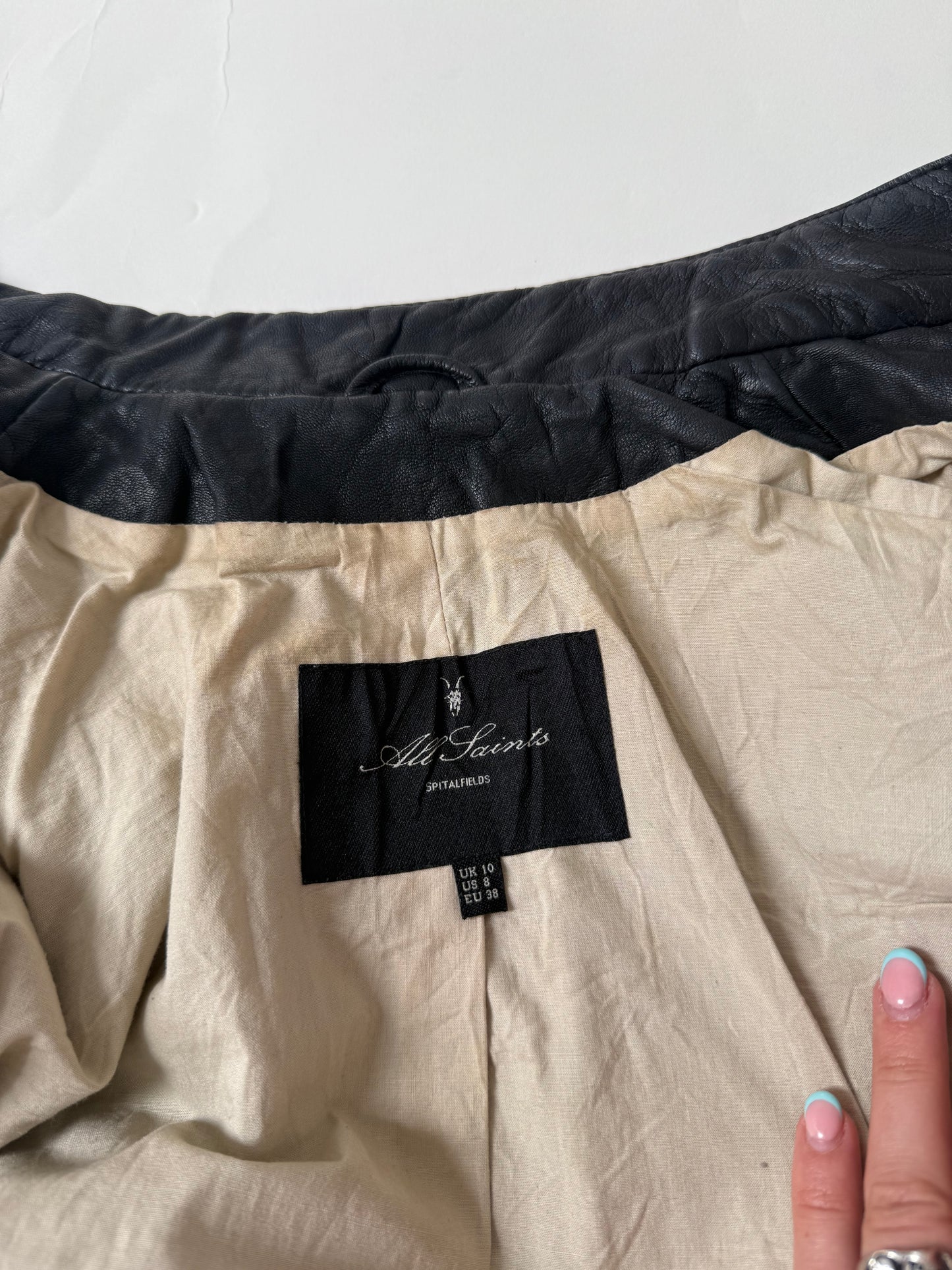 Allsaints Leather Studded Buckle Jacket (UK10)