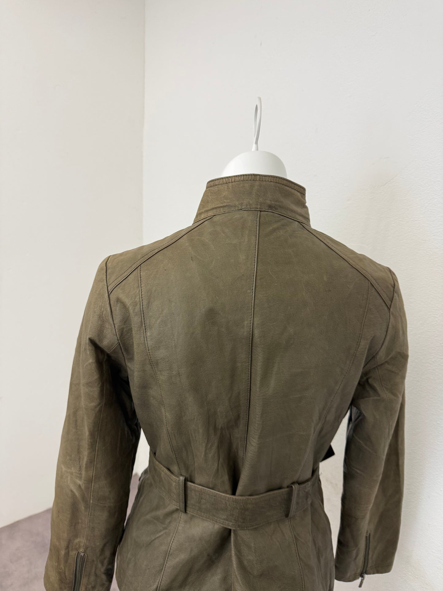 Khaki Leather Jacket (UK12)