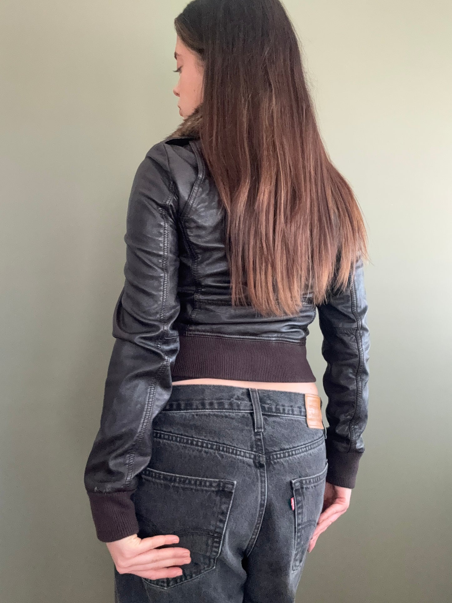 Leather Fitted Jacket (UK8)