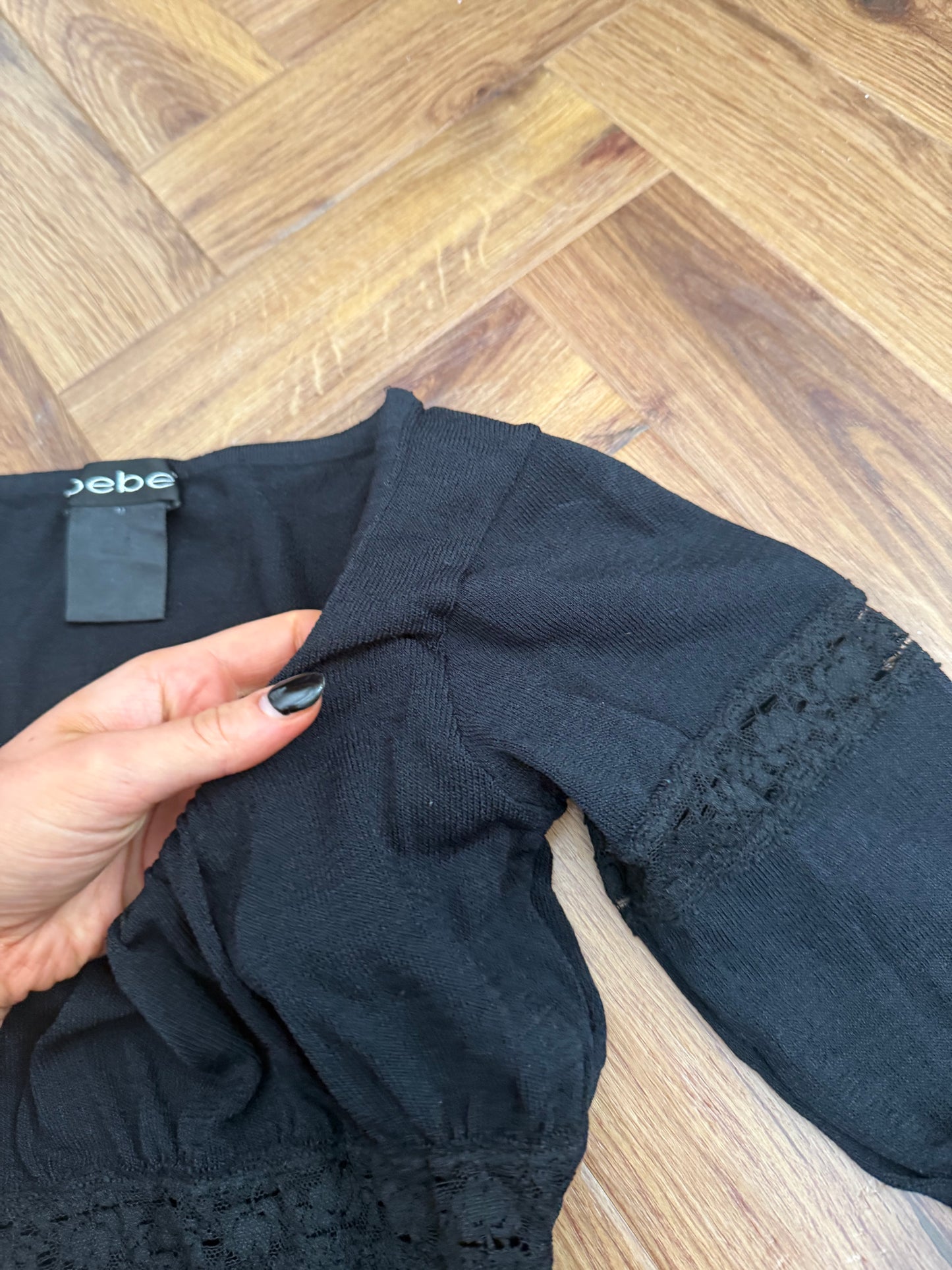 Bebe Longsleeve Milk Maid Style Top (M)