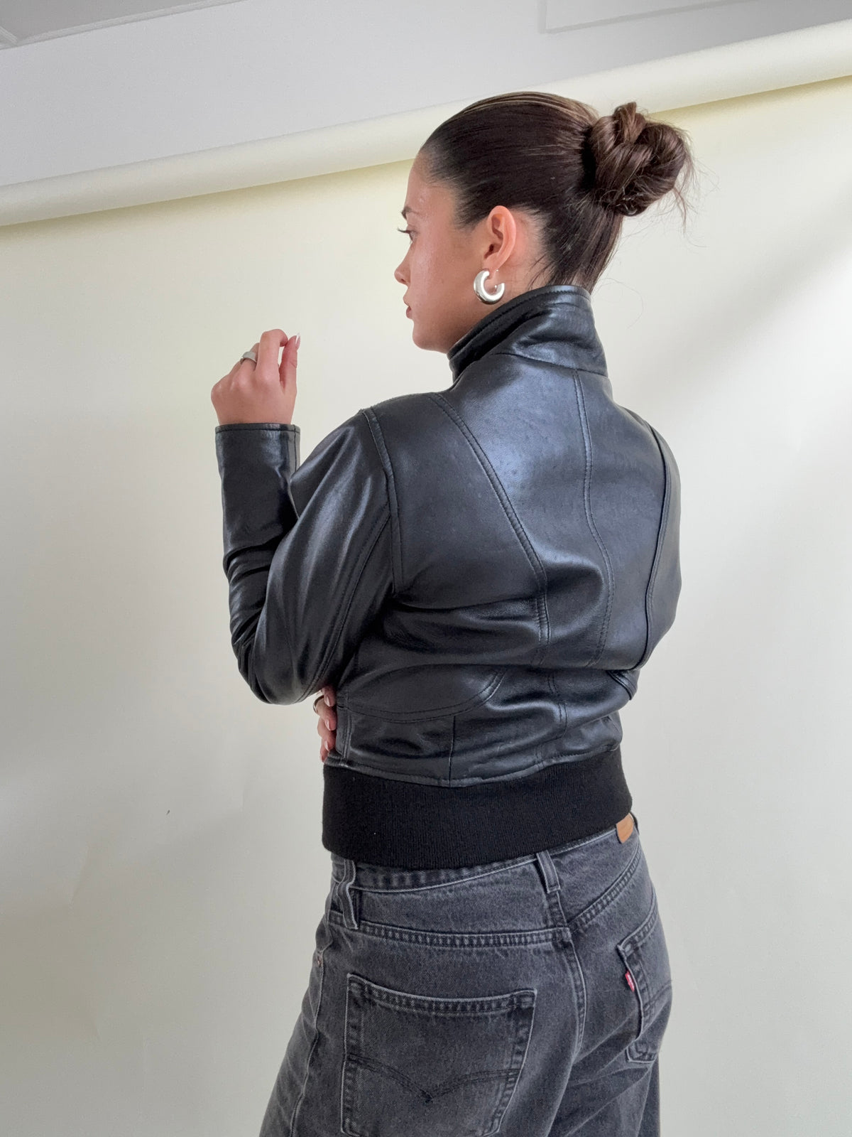 Vintage Leather Buckle Jacket (M)