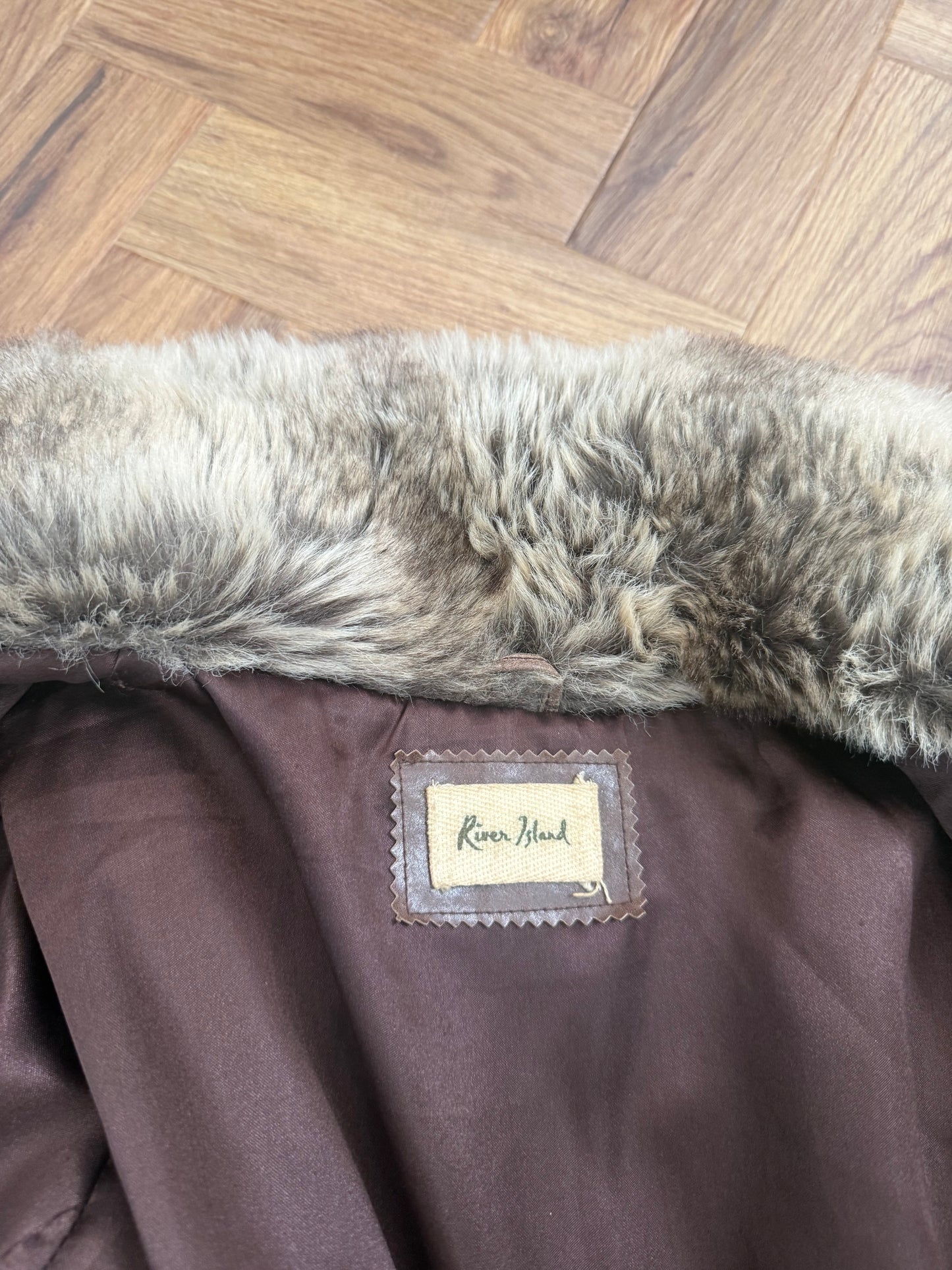 Faux Fur Buckle Bomber Jacket (UK12)