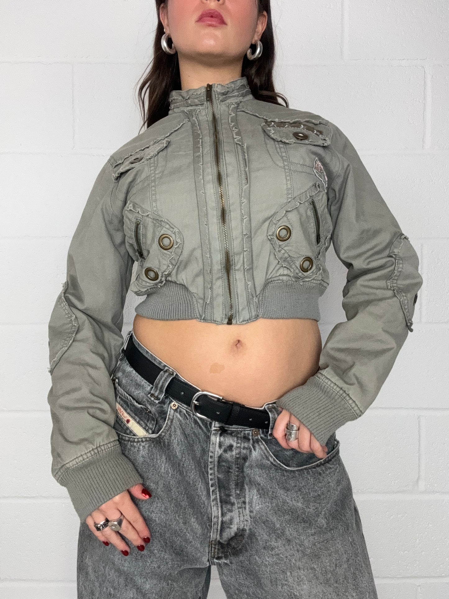 Y2K Cropped Utility Jacket