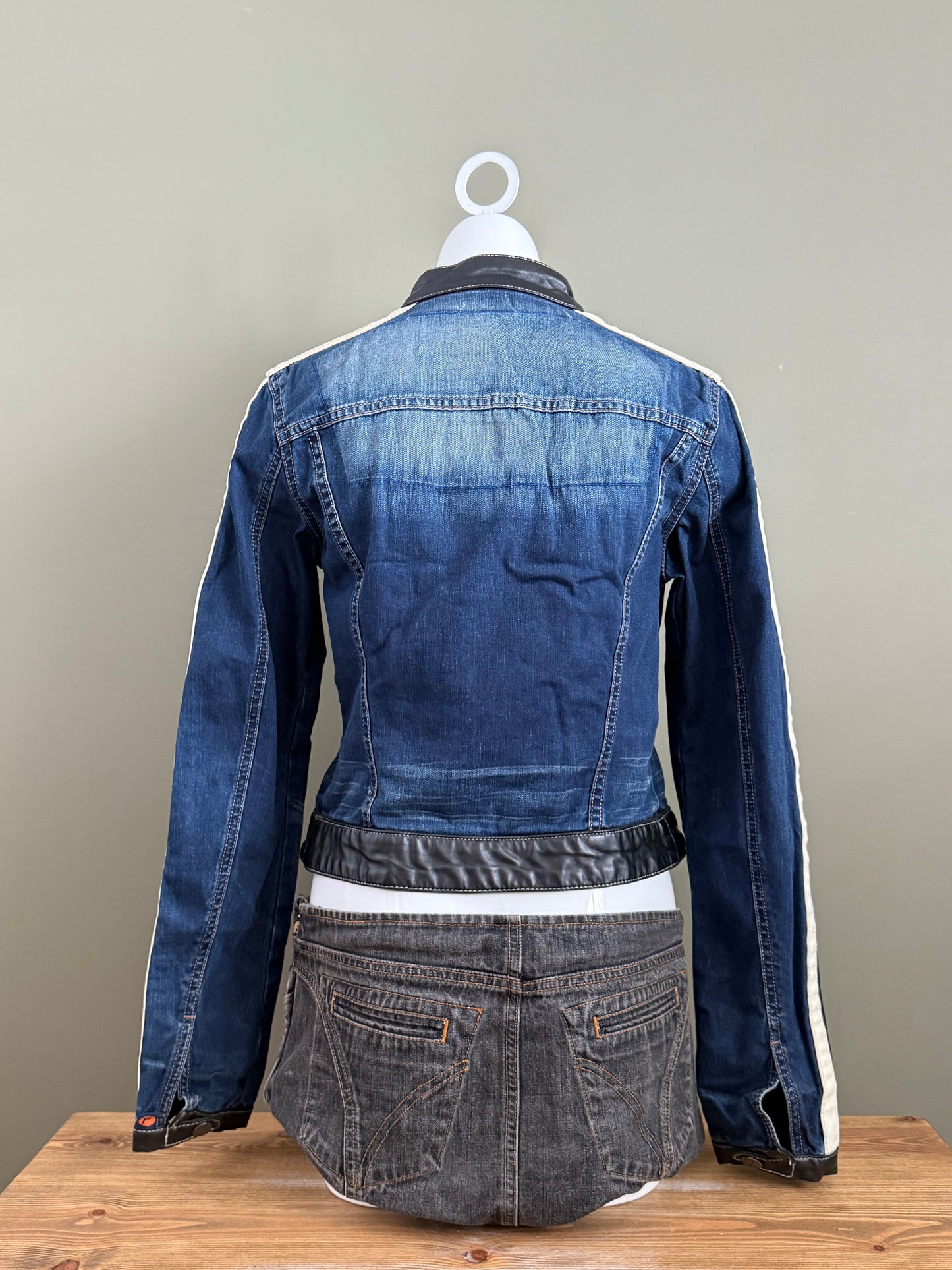 Denim Fitted Biker Jacket (M)