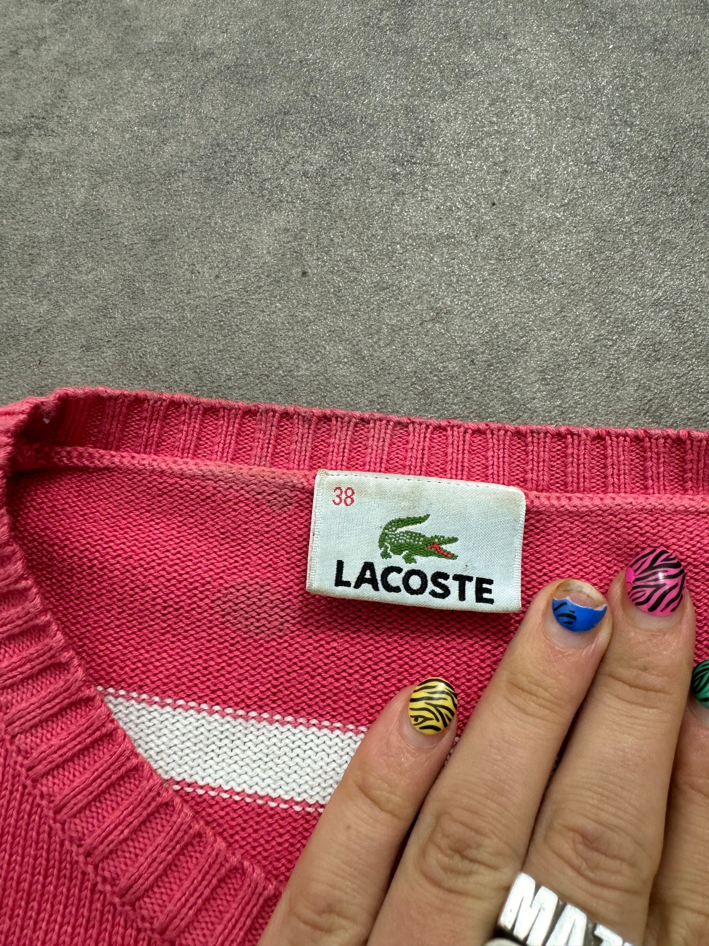 Lacoste Pink Striped Knit Jumper