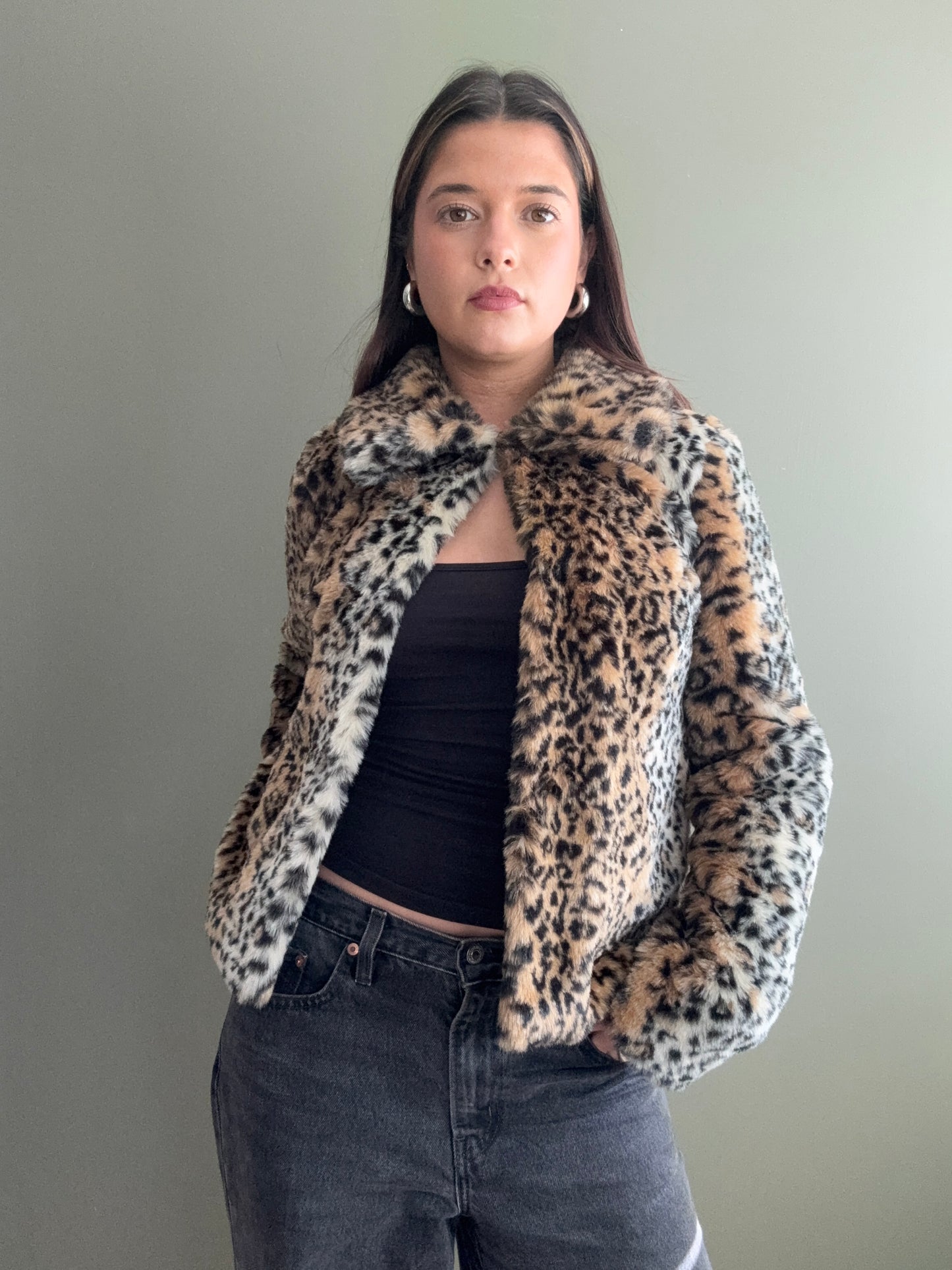 Leopard Faux Fur Jacket (UK8)