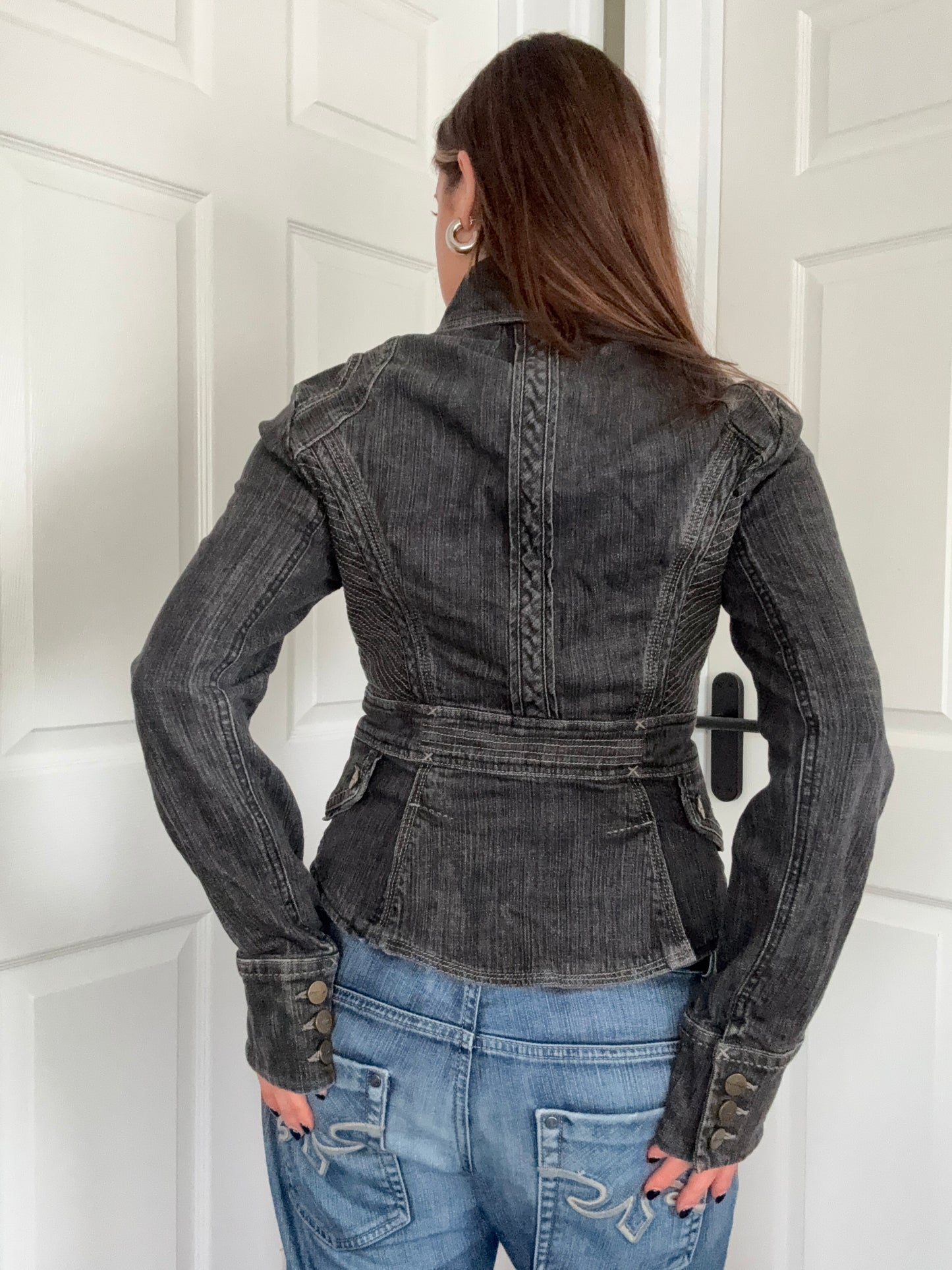 Karen Millen Fitted Denim Military Jacket (UK10)