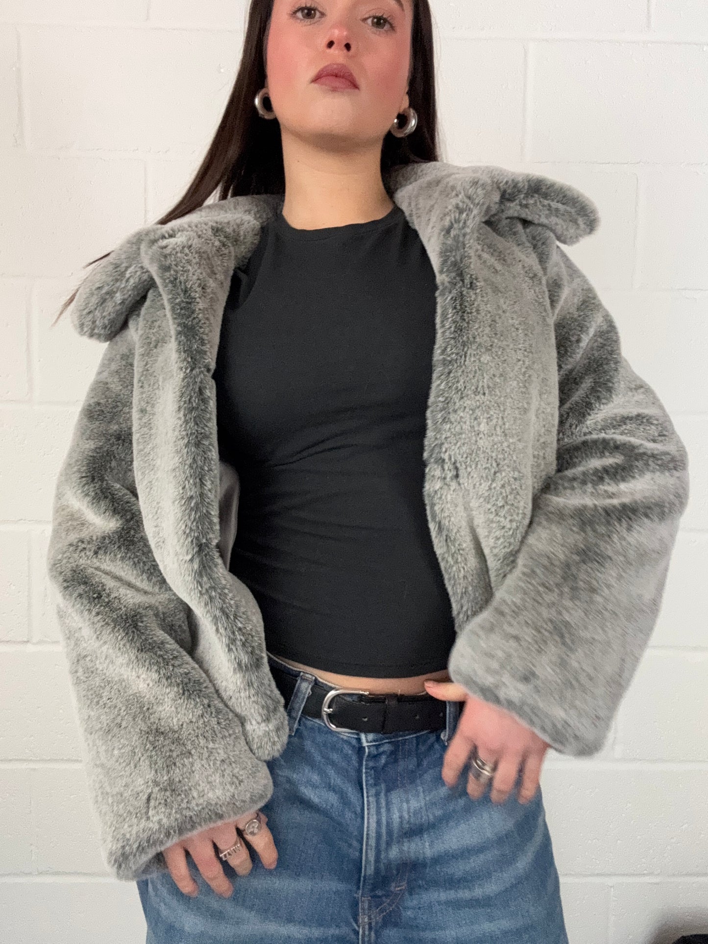 Faux Fur Grey Jacket (UK8)