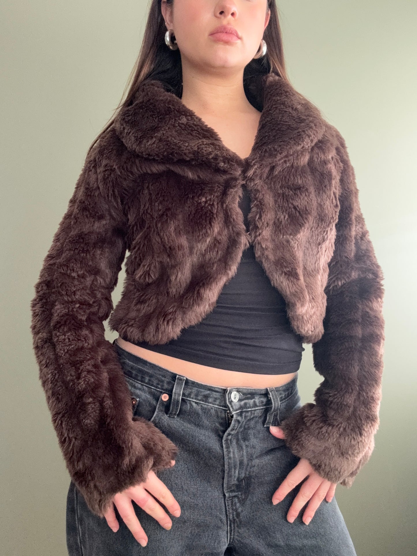 Brown Faux Fur Jacket (UK8)