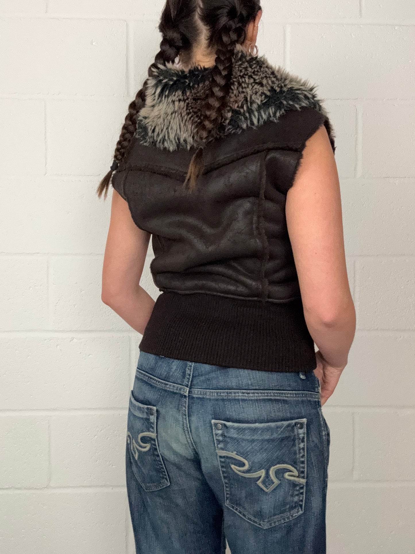 Y2K Faux Suede/Fur Gilet (S)