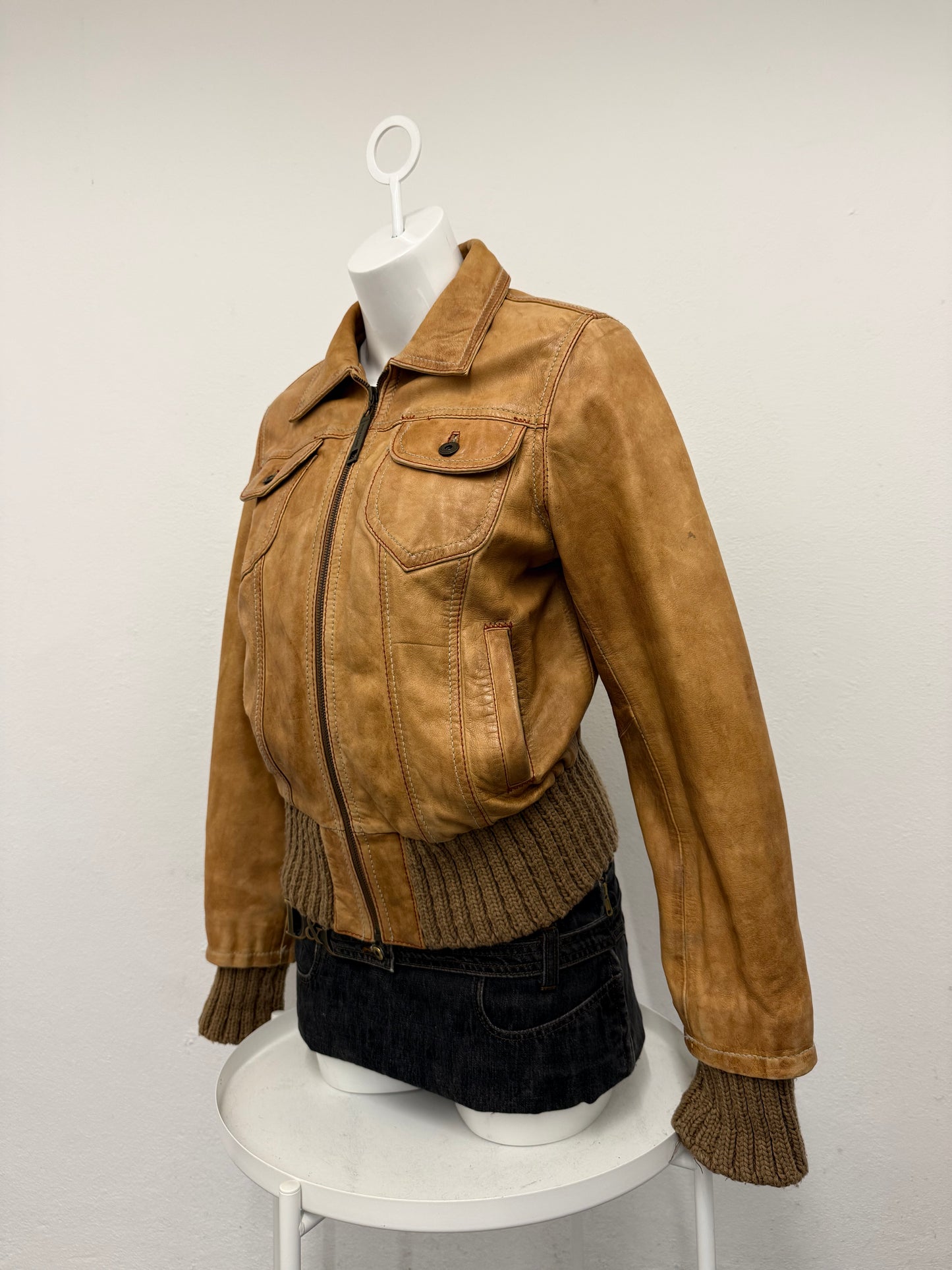 Leather Bomber Jacket (UK16)