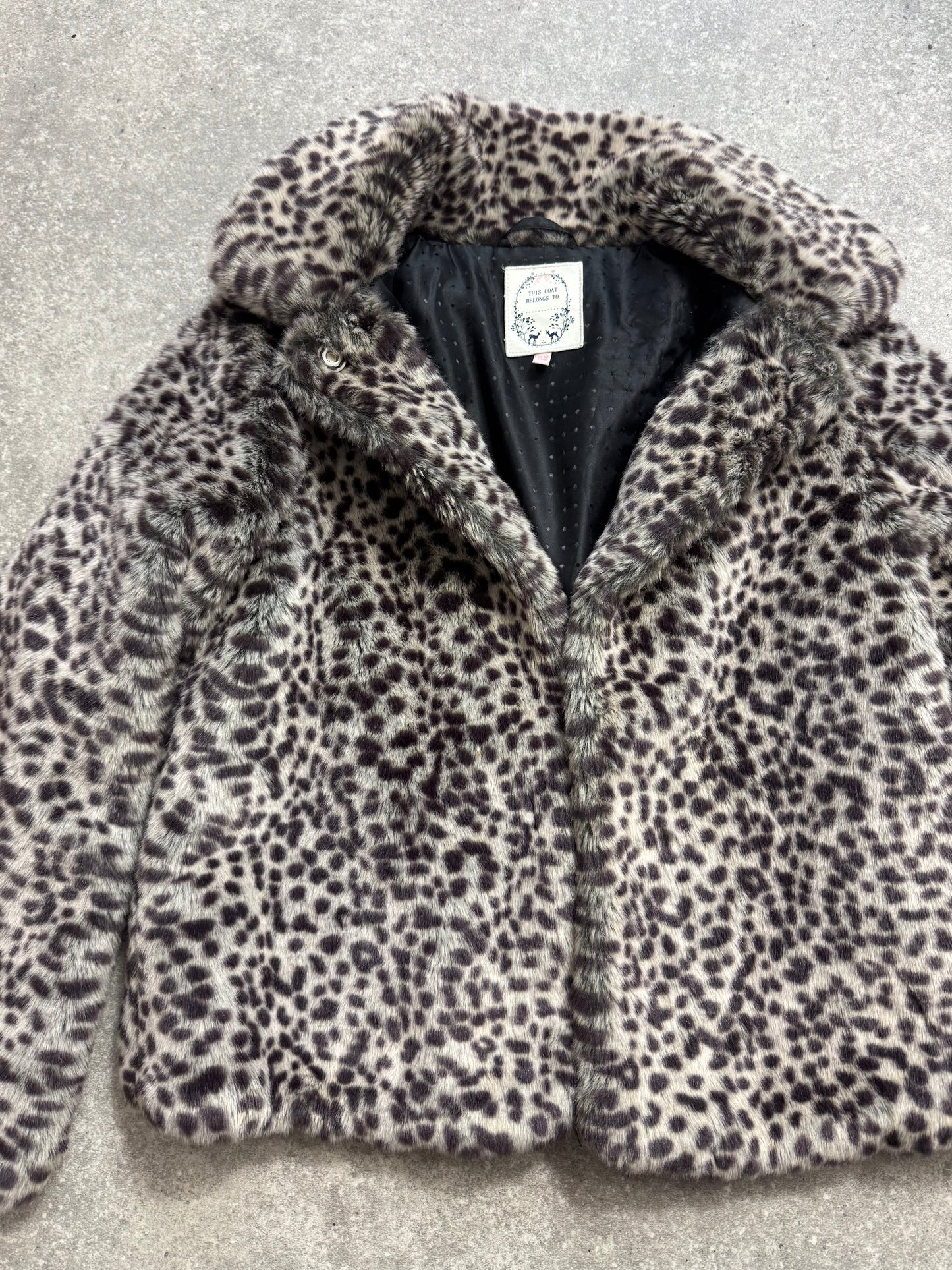 Y2K Leopard Faux Fur Jacket (XS)