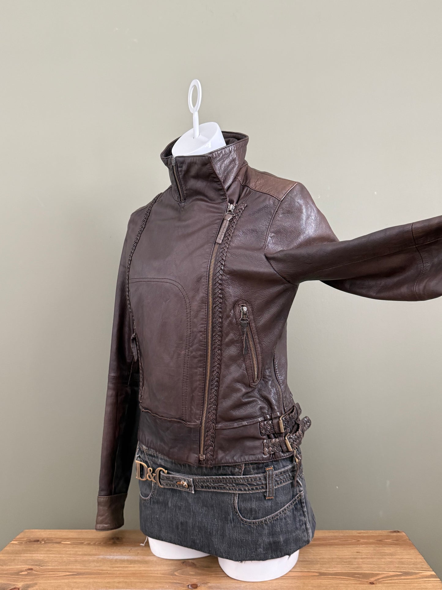 Allsaints Leather Braided Jacket (UK12)