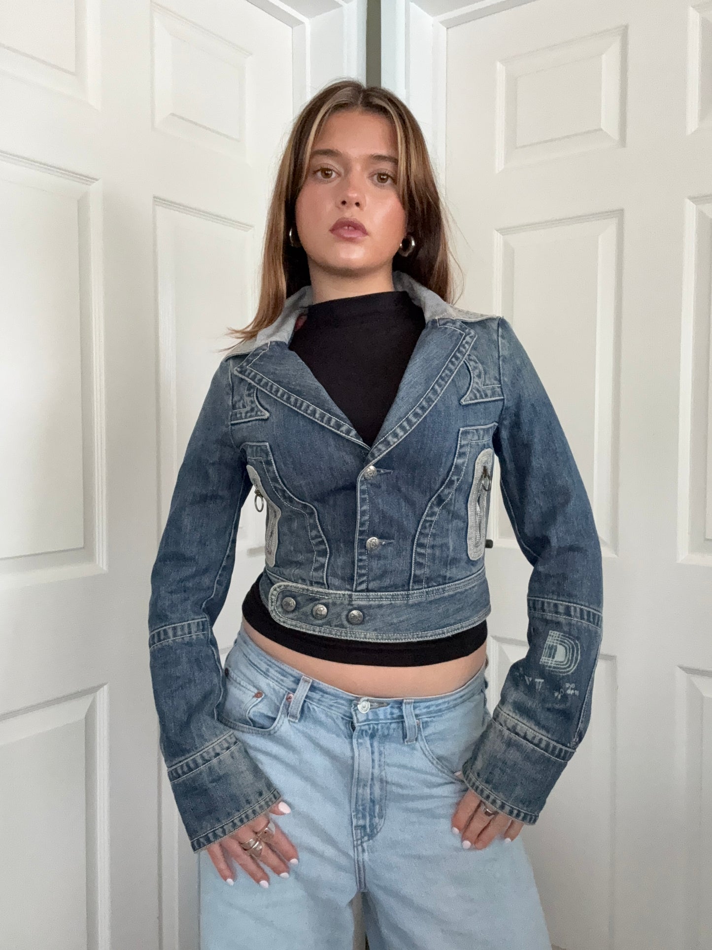Diesel Cropped Fitted Denim Jacket (S)