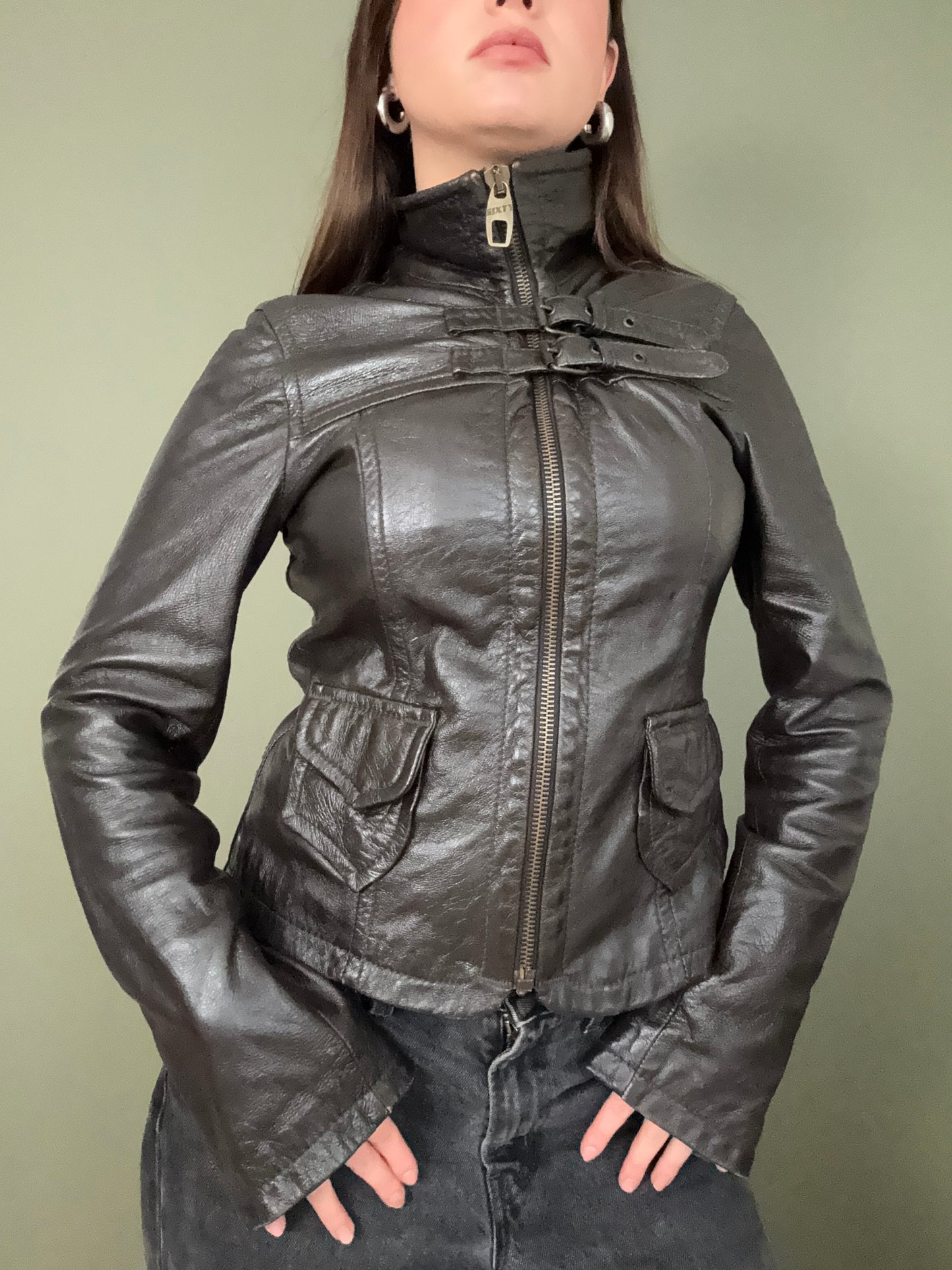 Miss Sixty Buckle Leather Jacket (M)