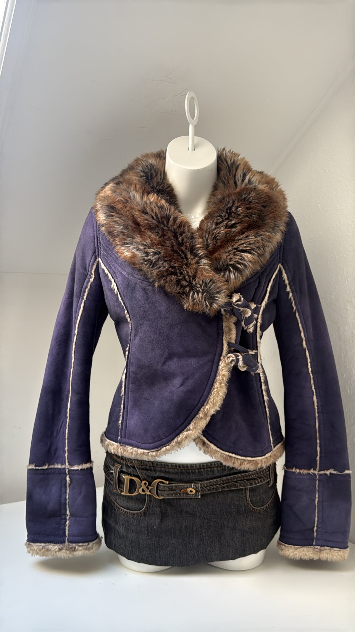 Miss Sixty Purple Faux Fur Jacket (L)