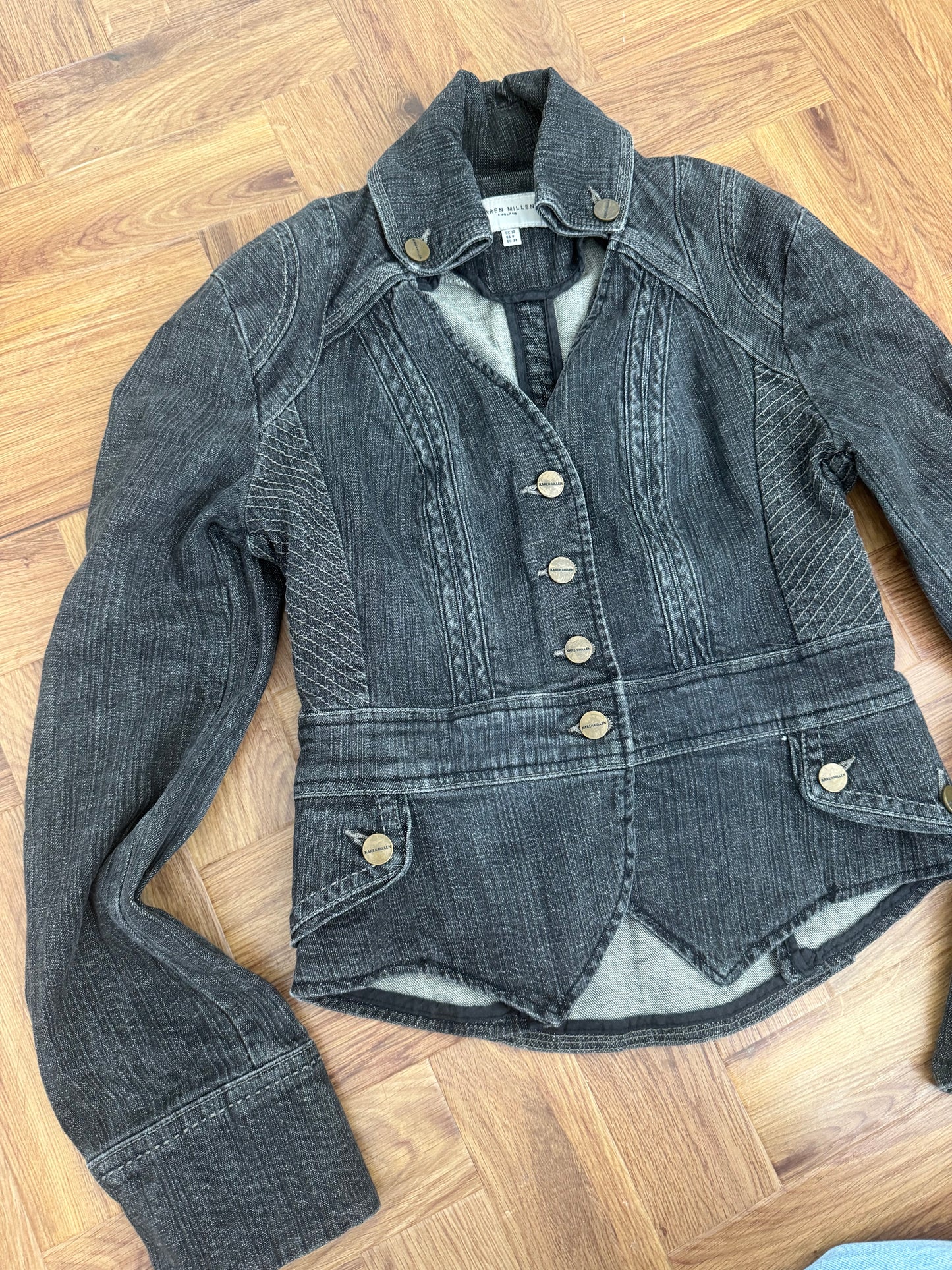 Karen Millen Fitted Denim Military Jacket (UK10)