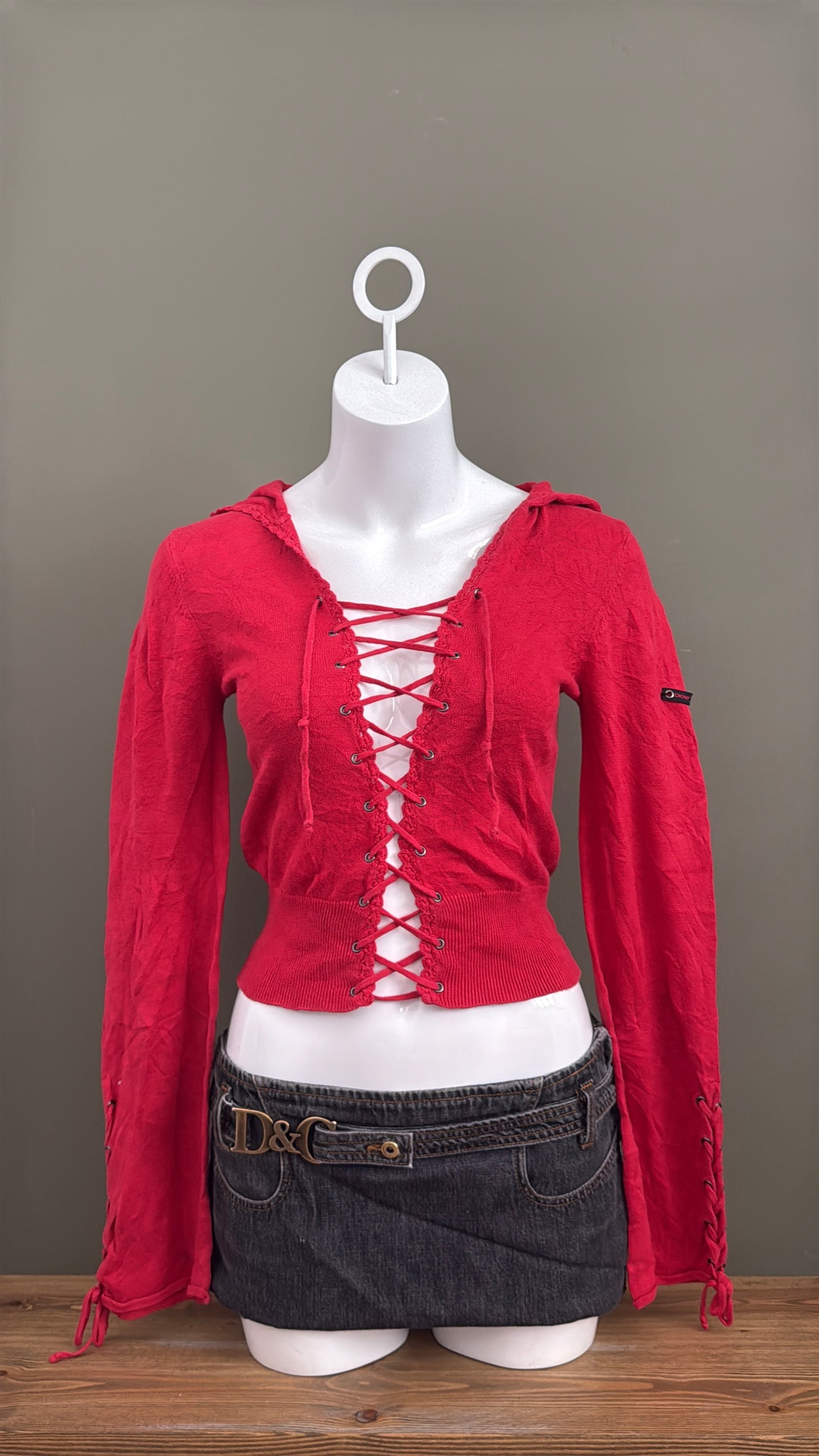 DKNY Hooded Lace Up Jumper (M)