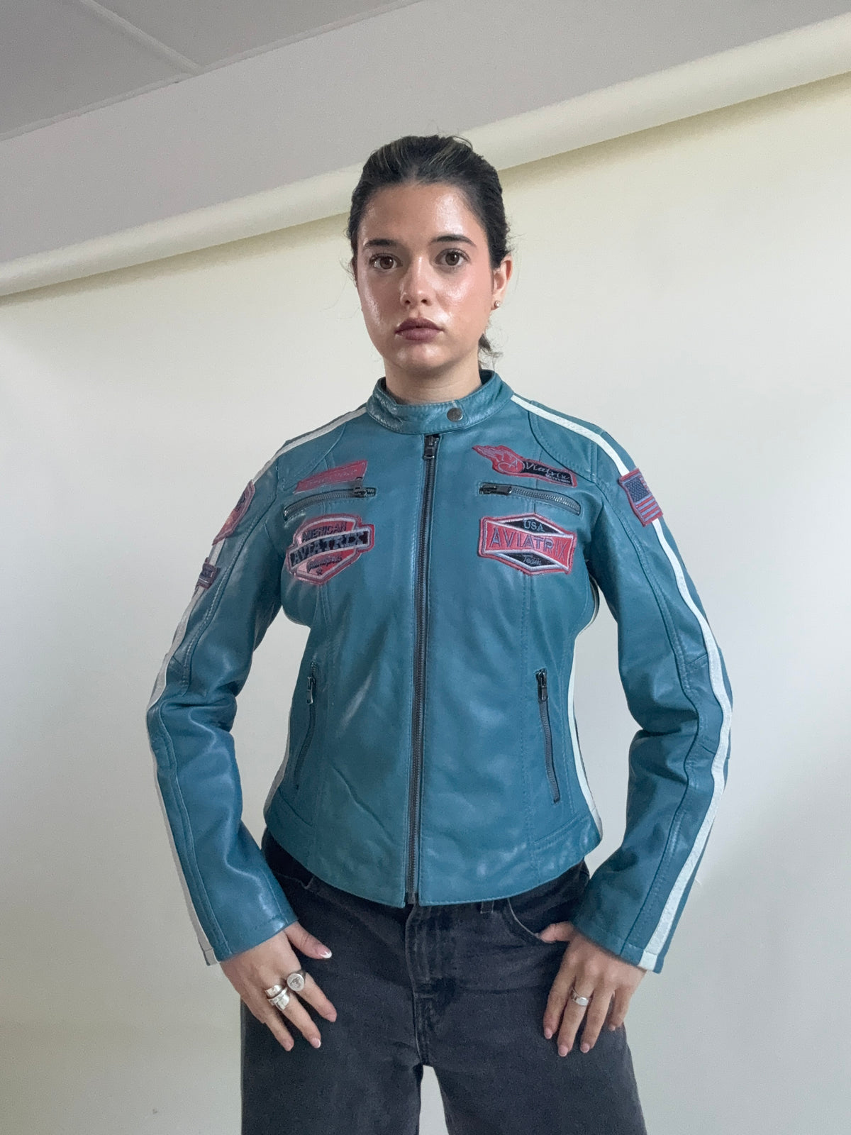 Aviatrix Leather Biker Jacket (S)