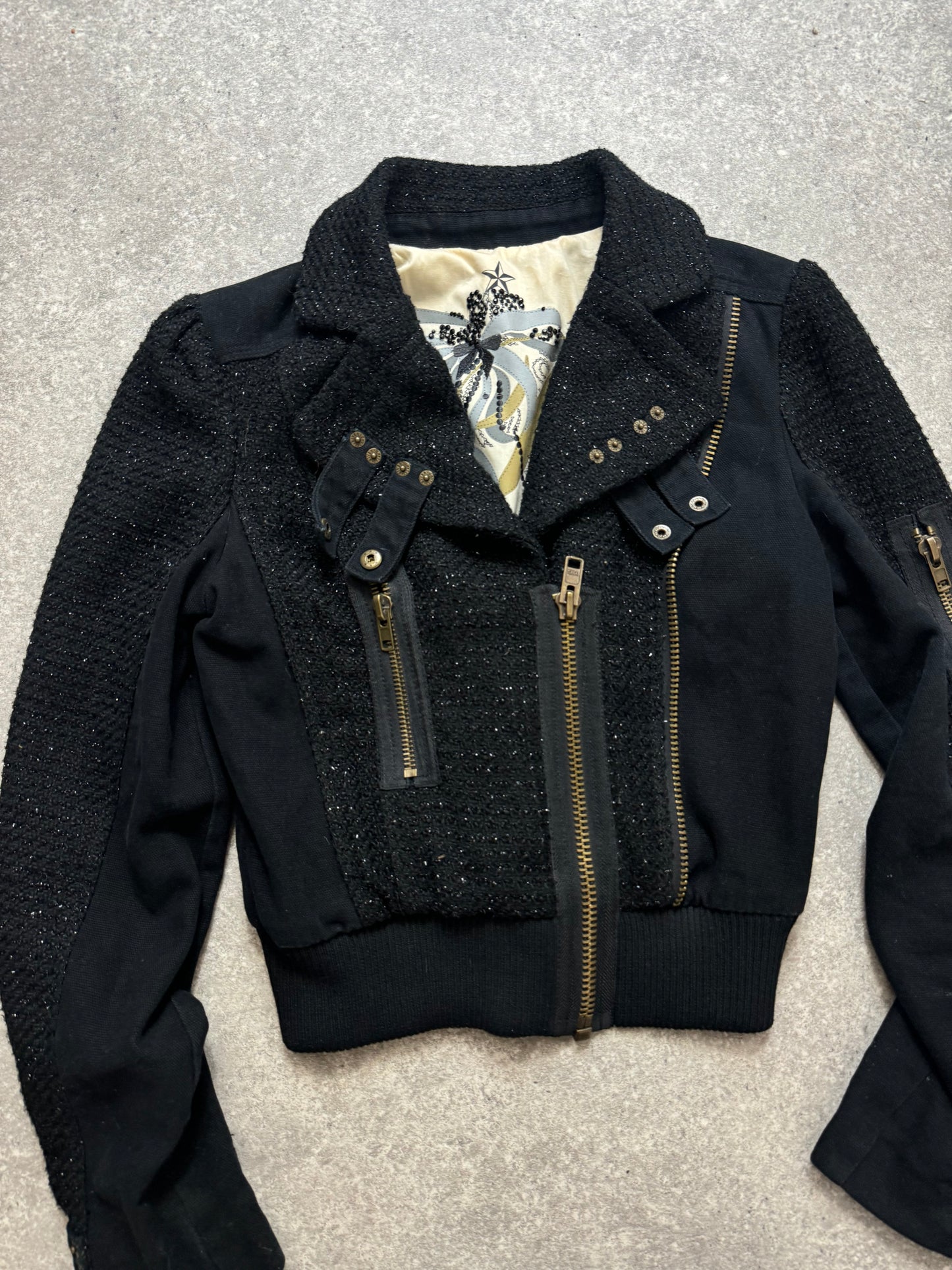 Y2K Sparkly Biker Jacket (UK10)