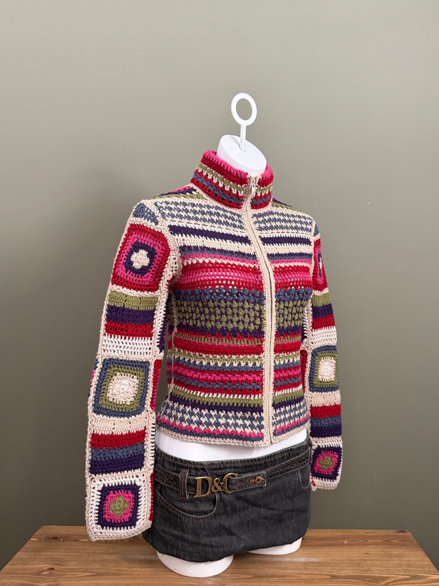 Vintage Crochet Zip Jumper (UK10)