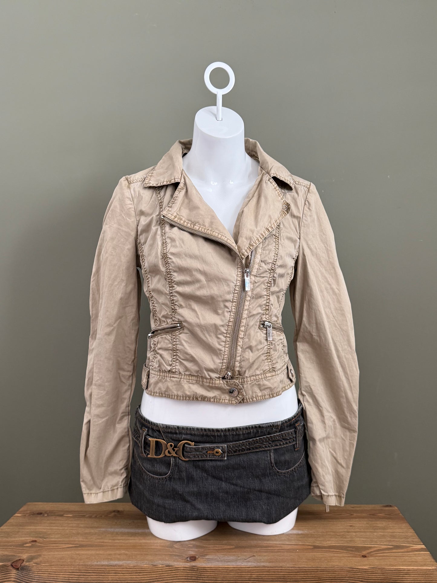 Karen Millen Asymmetric Biker Lightweight Jacket (UK10)
