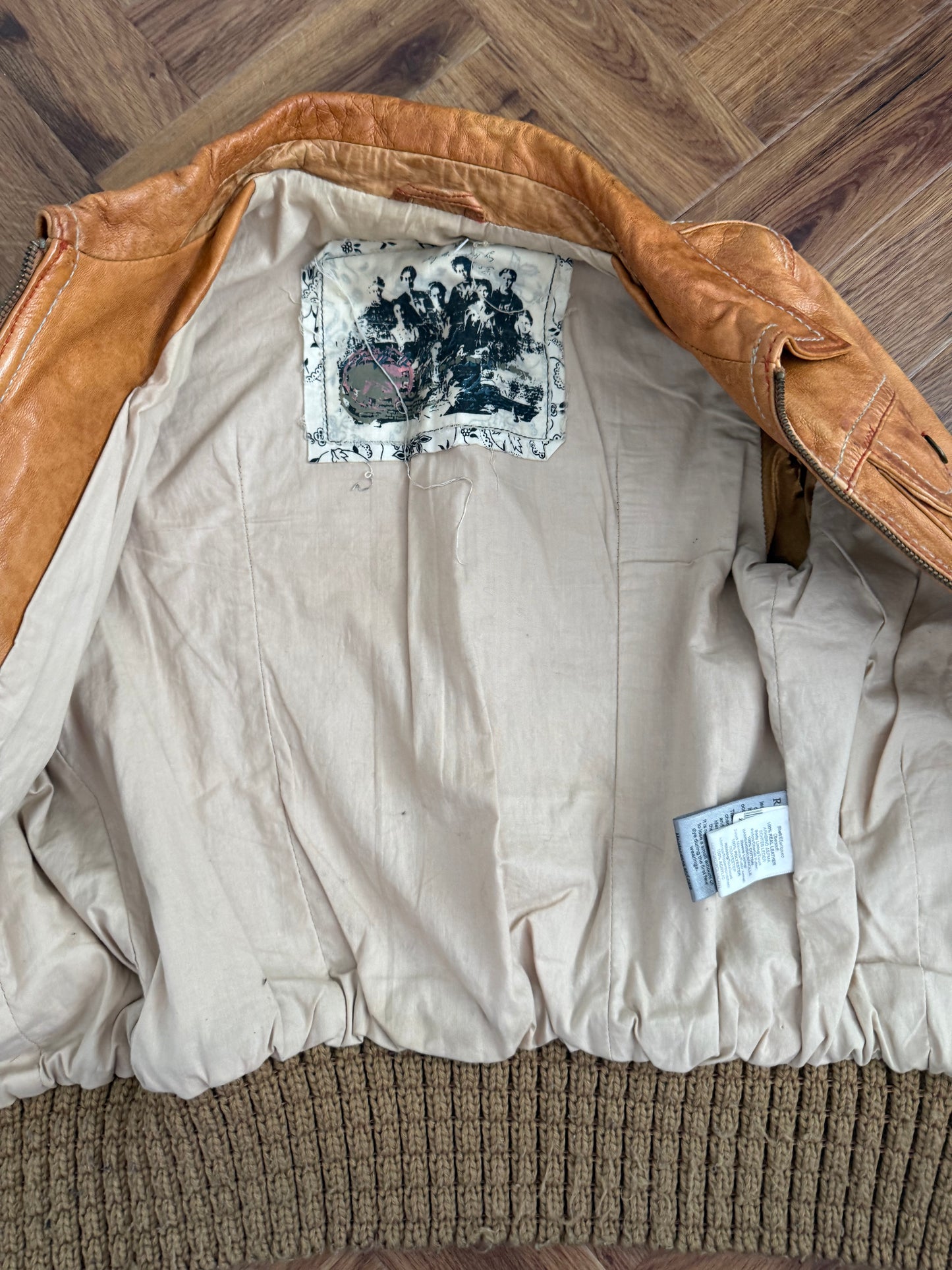 Vintage Leather Bomber Jacket (UK10)