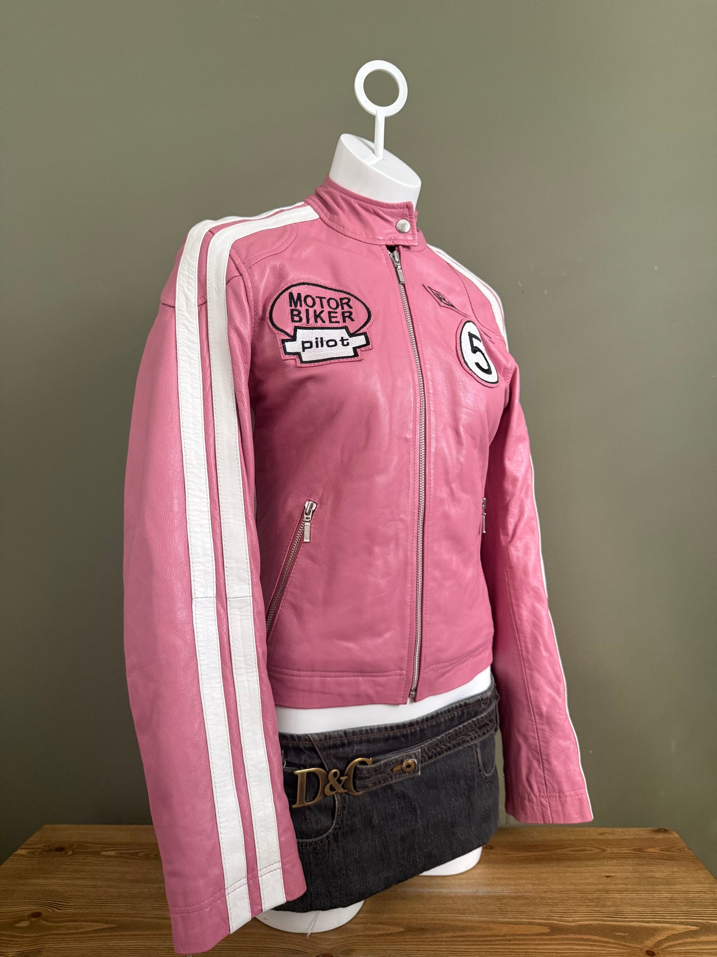 Pink Leather Jacket (UK12)