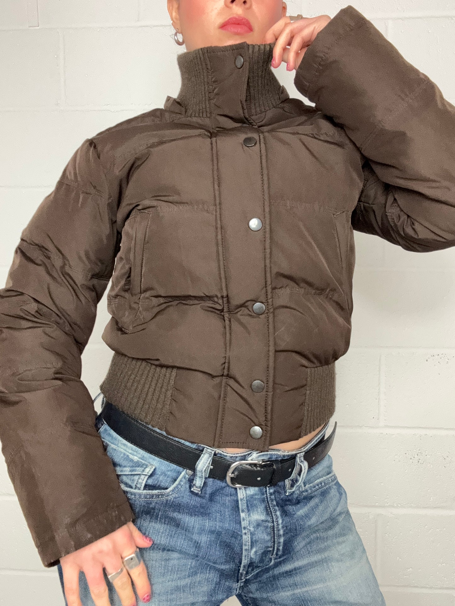 Brown Y2K Puffer Jacket (UK10)