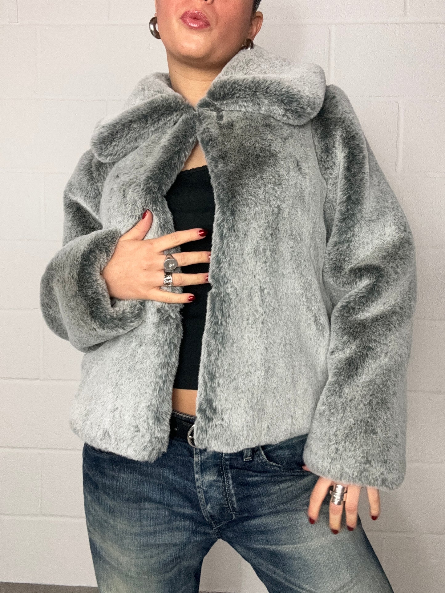 Grey Faux Fur Jacket