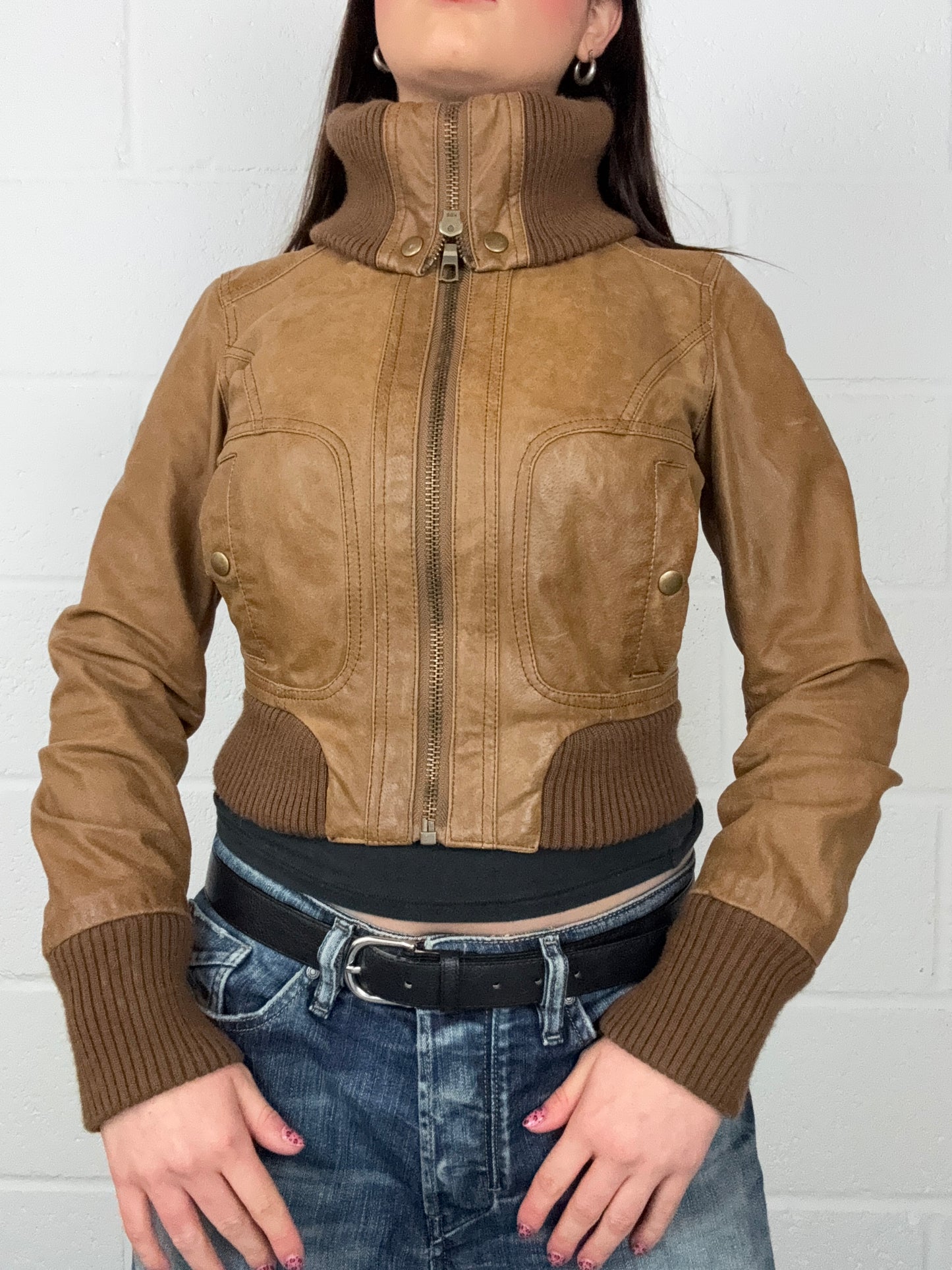 Leather Fitted Jacket (UK8)