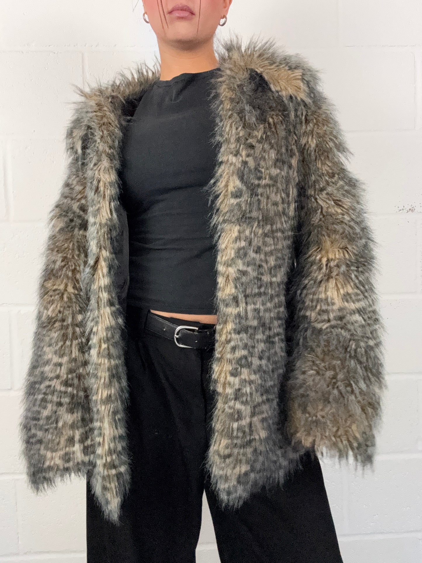 Jane Norman Faux Fur Leopard Jacket (UK8)