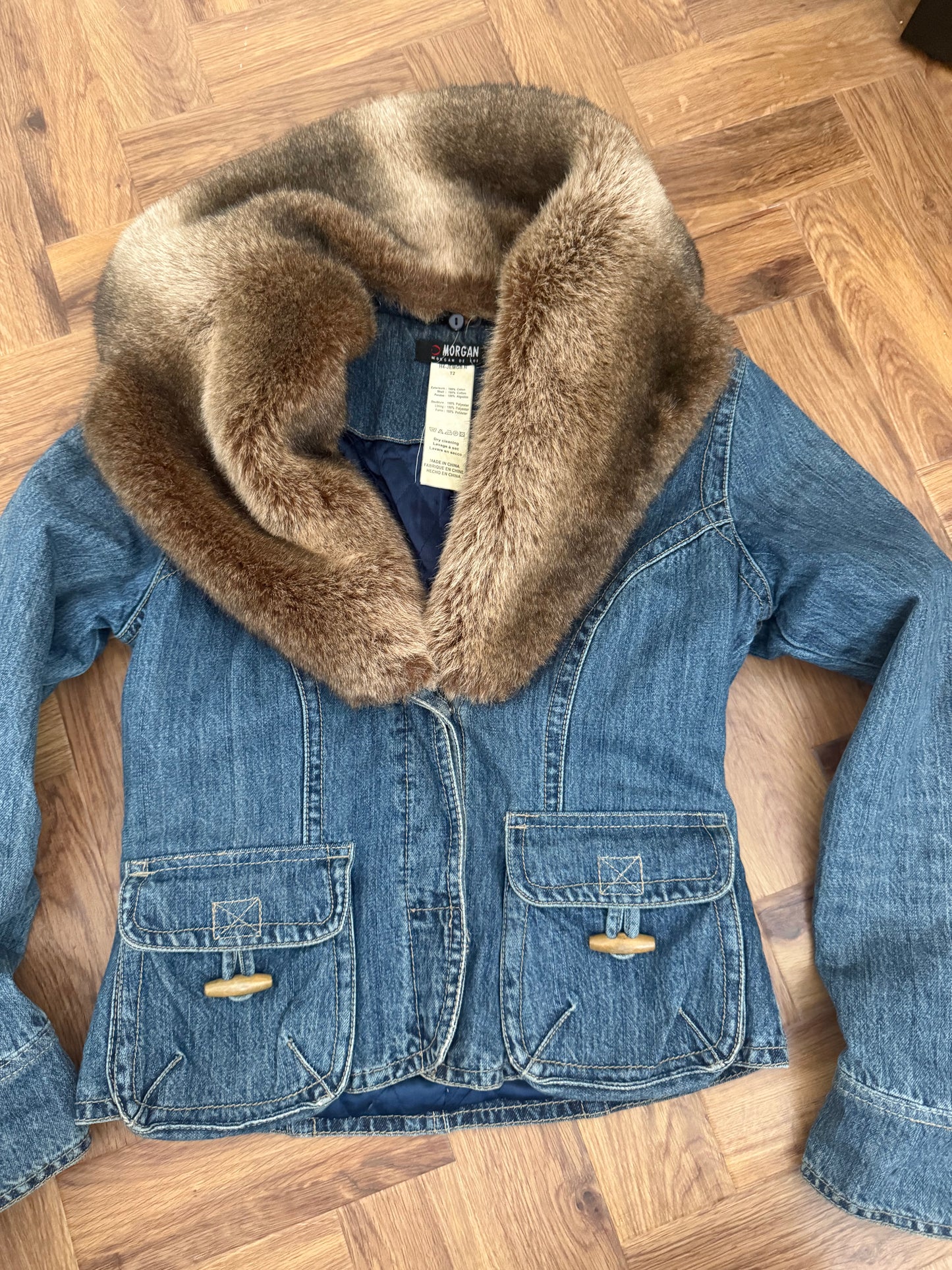 Morgan De Toi Denim Faux Fur Jacket (S)