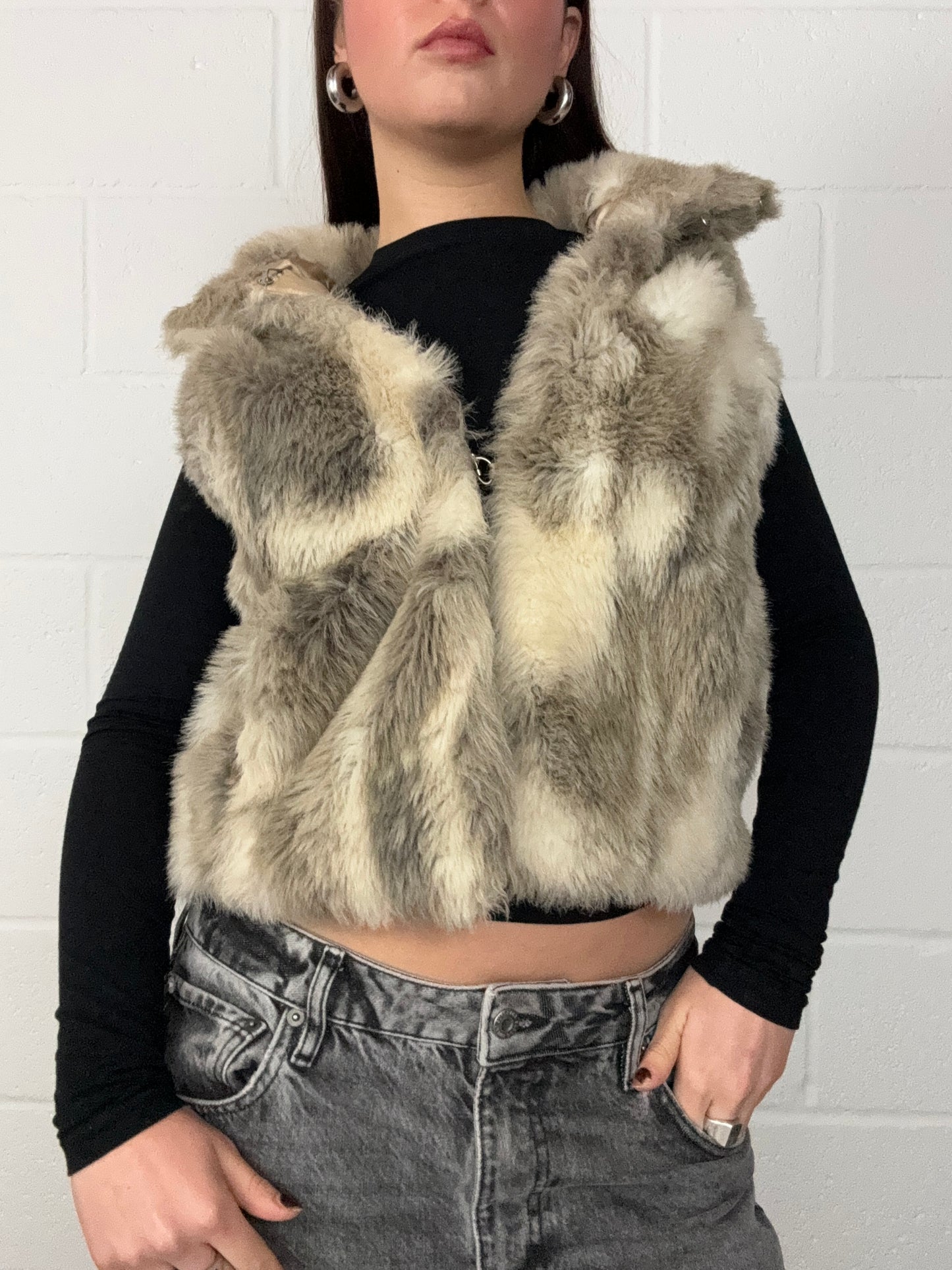 Faux Fur Patchwork Gilet (UK10)