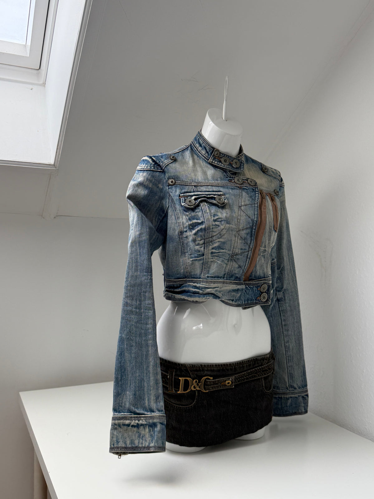 Cropped Denim Utility Jacket (UK12)