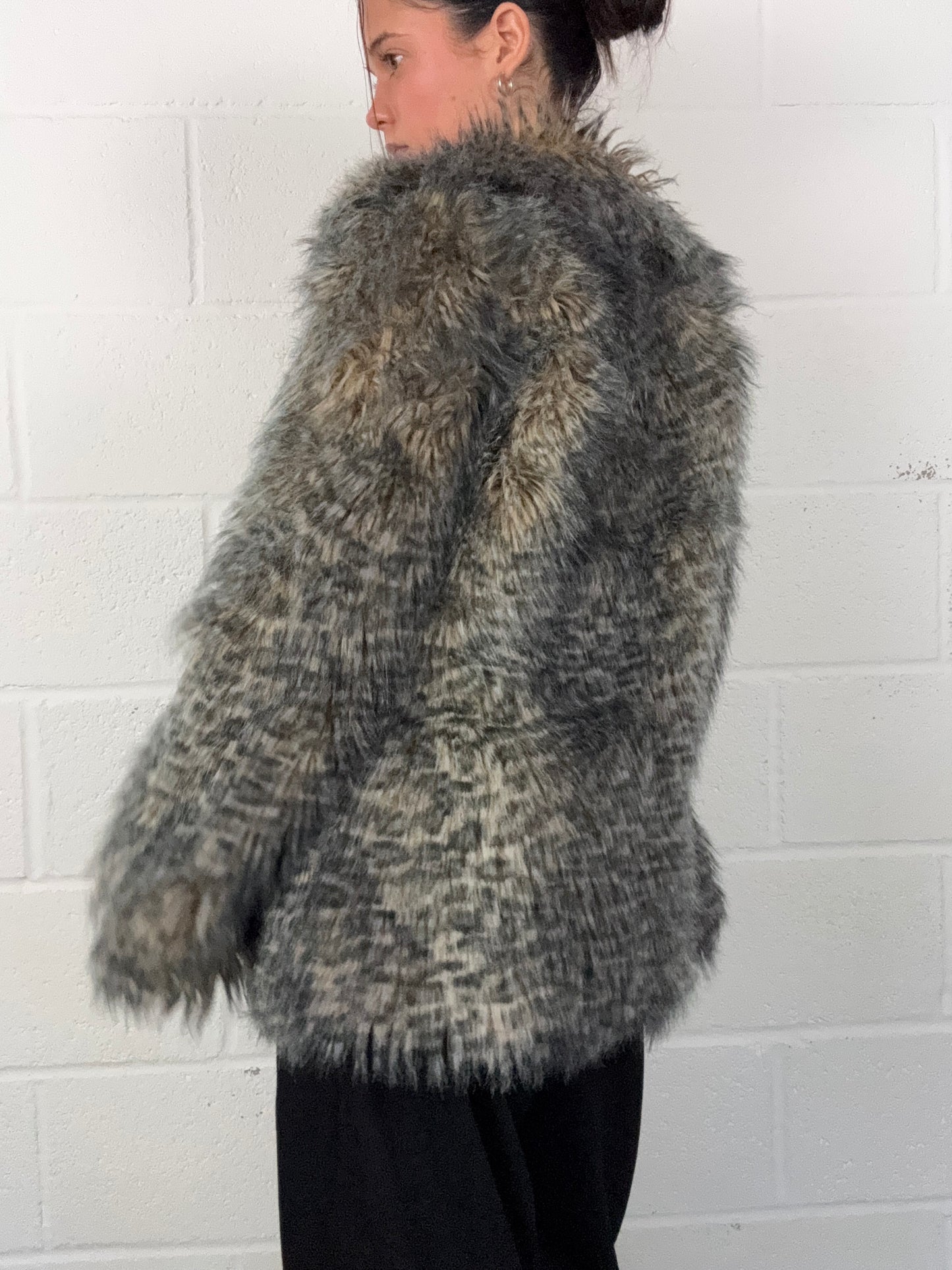 Jane Norman Faux Fur Leopard Jacket (UK8)