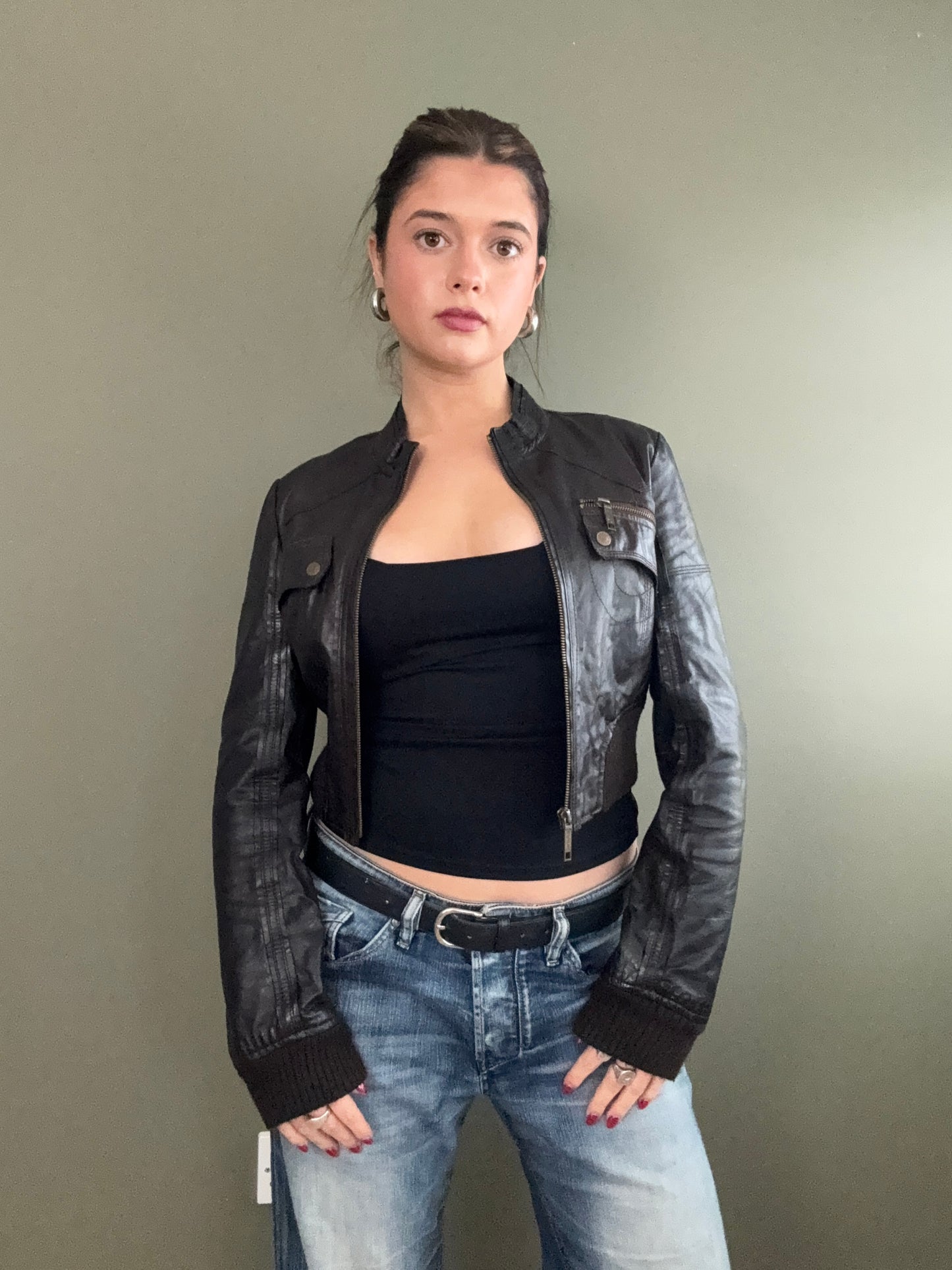 Cropped Leather Jacket (UK12)