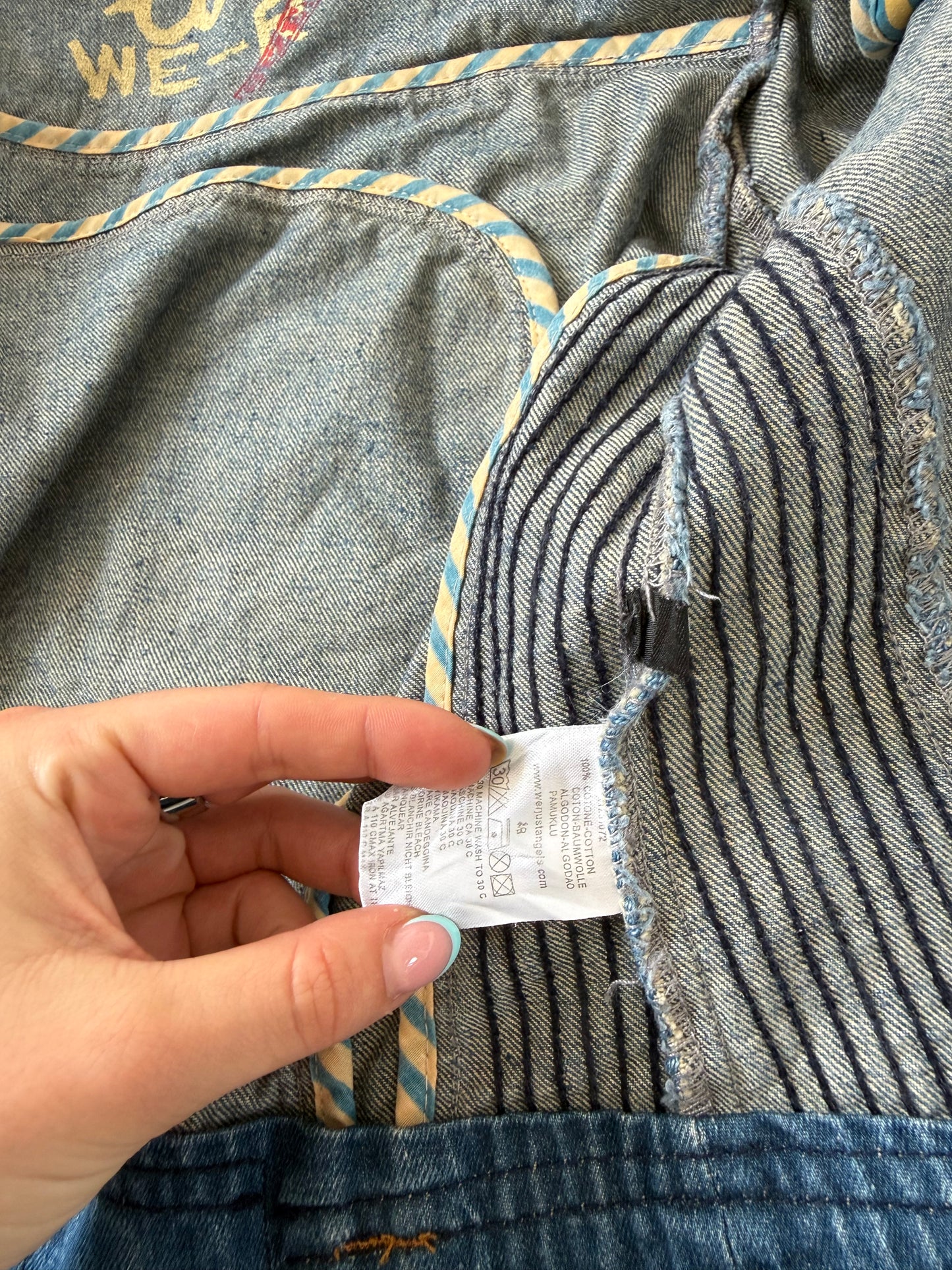 Y2K Denim Biker Jacket (XS)