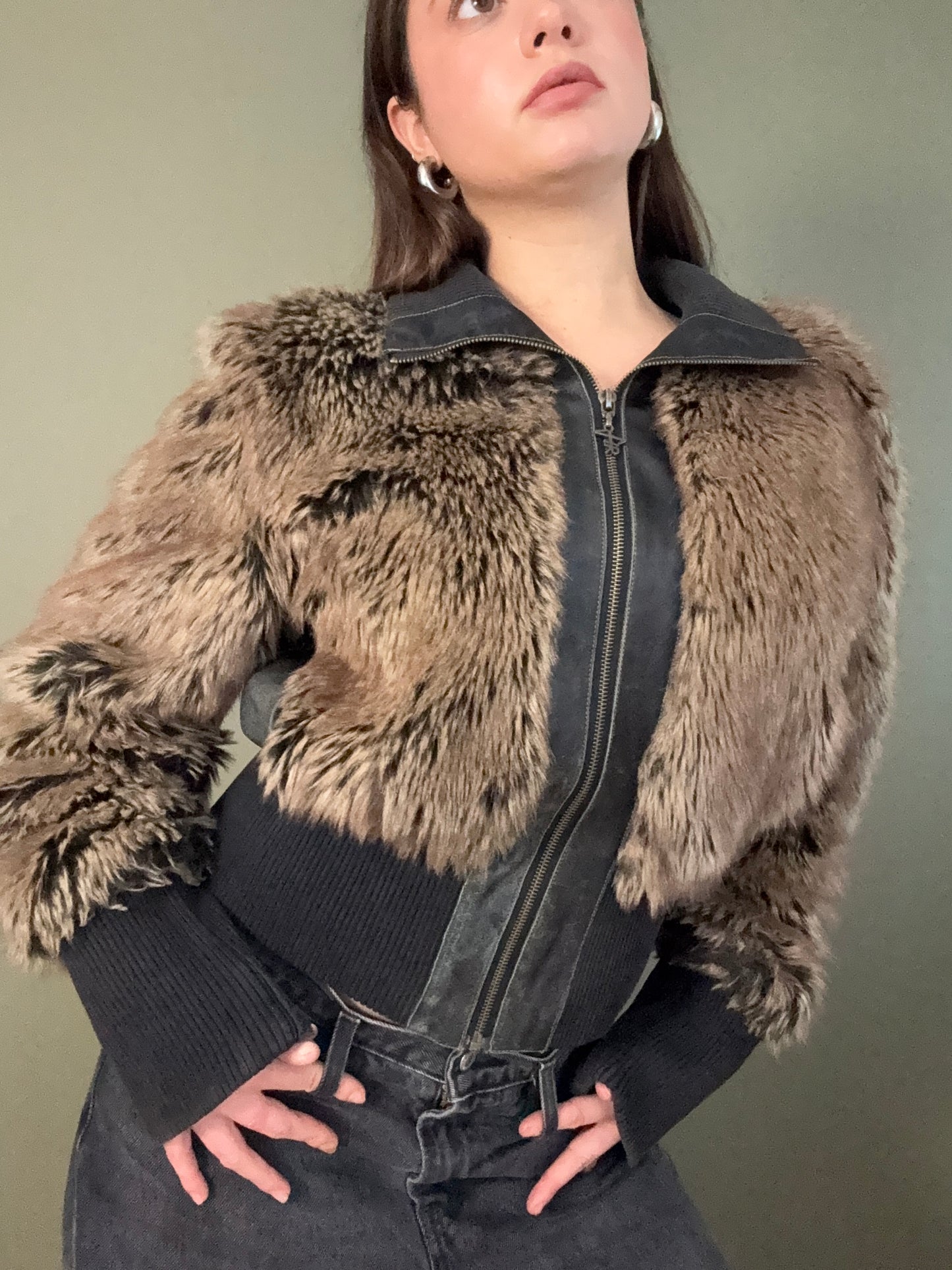 Faux Fur Bomber Jacket (M)