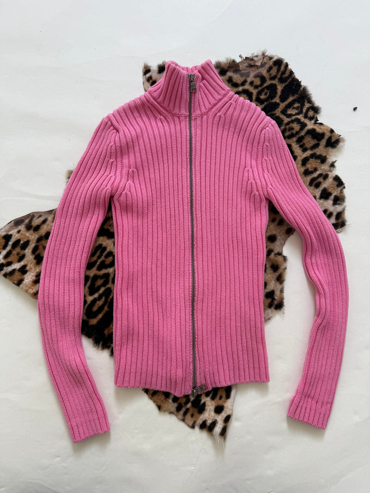 Ralph Lauren Pink Knit Double Zip Jumper (XS)