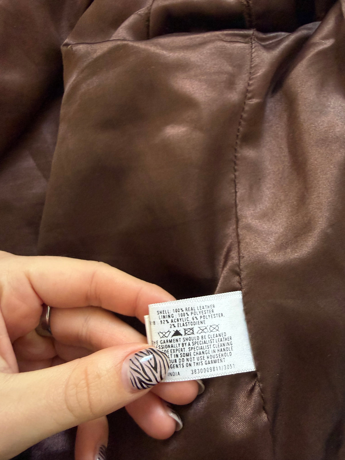 Vintage Brown Leather Bomber Jacket (UK12)