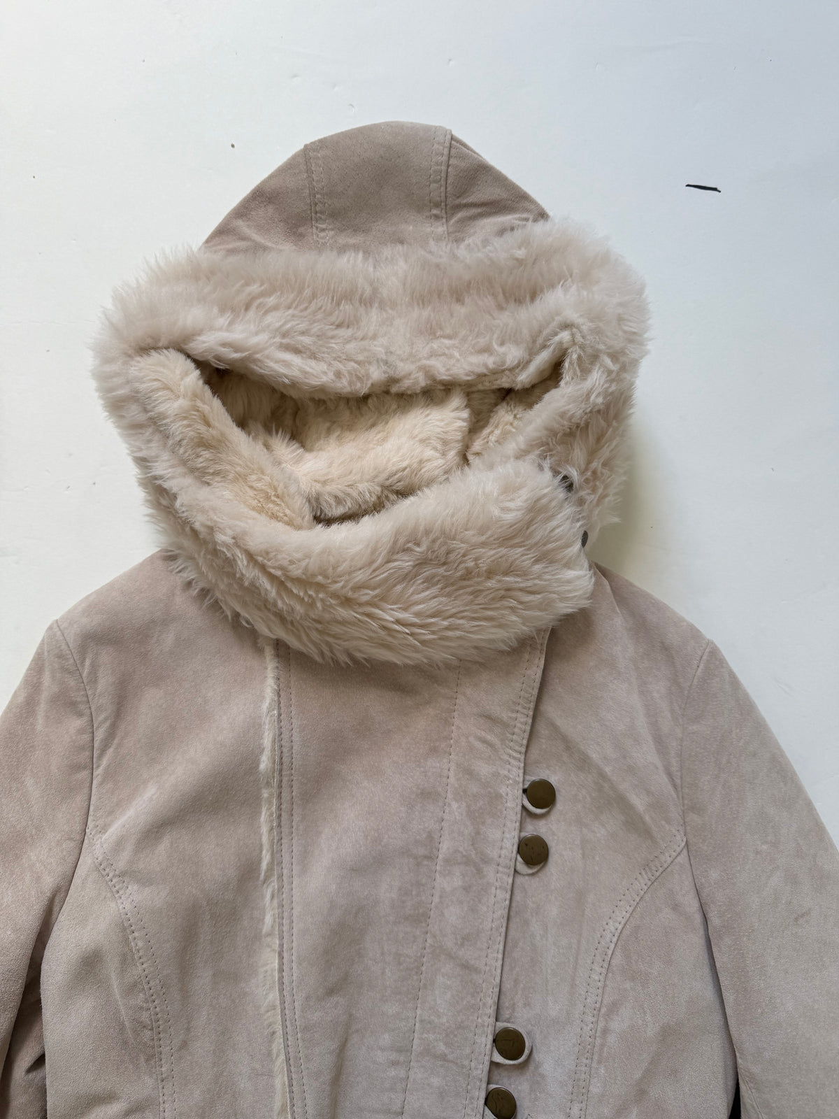 Suede Funnel Neck Hooded Jacket (UK12)