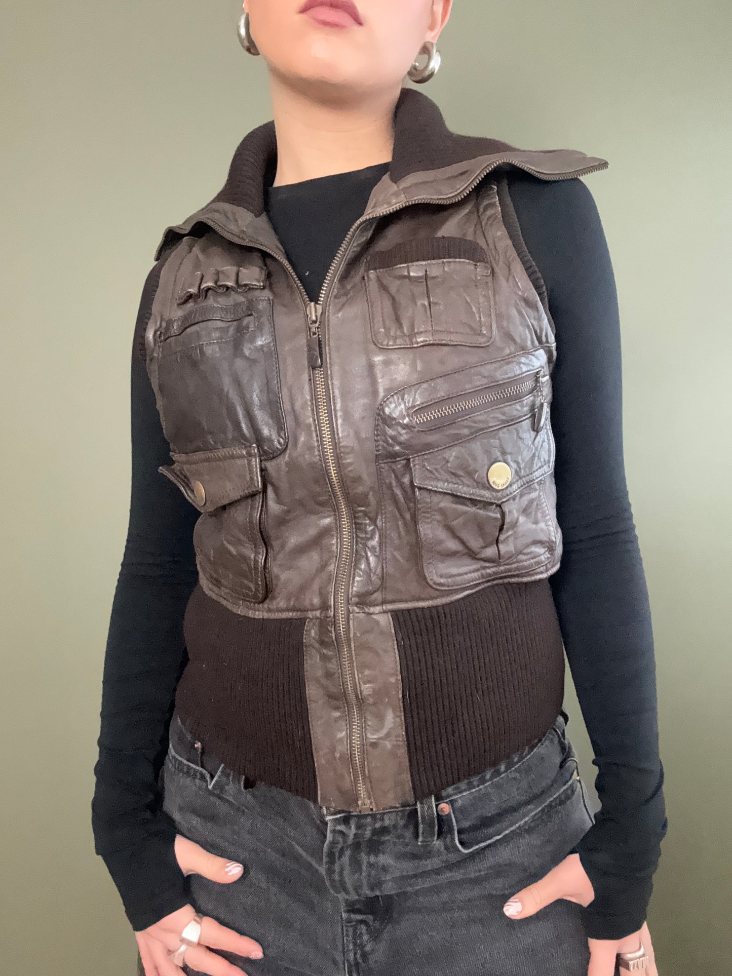 Leather Cargo Gilet (S)