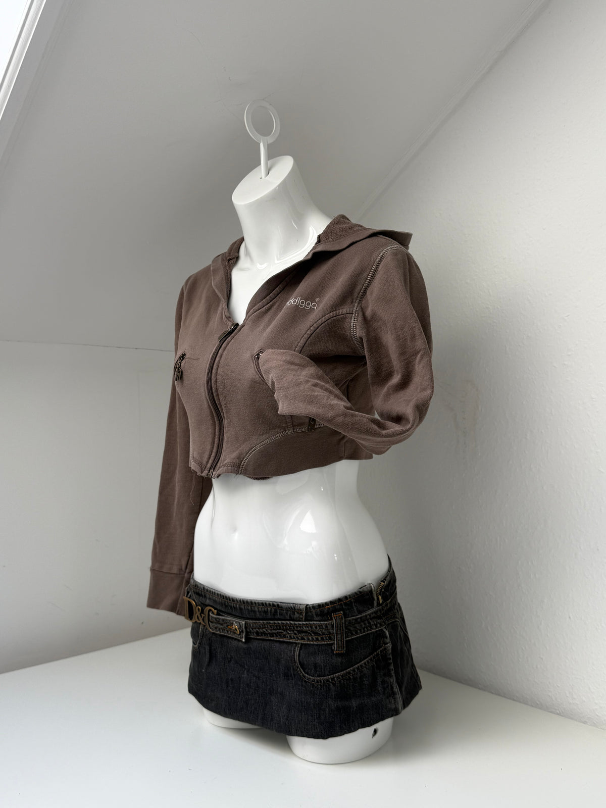 Golddigga Ultra Cropped Zip Hoodie (M)