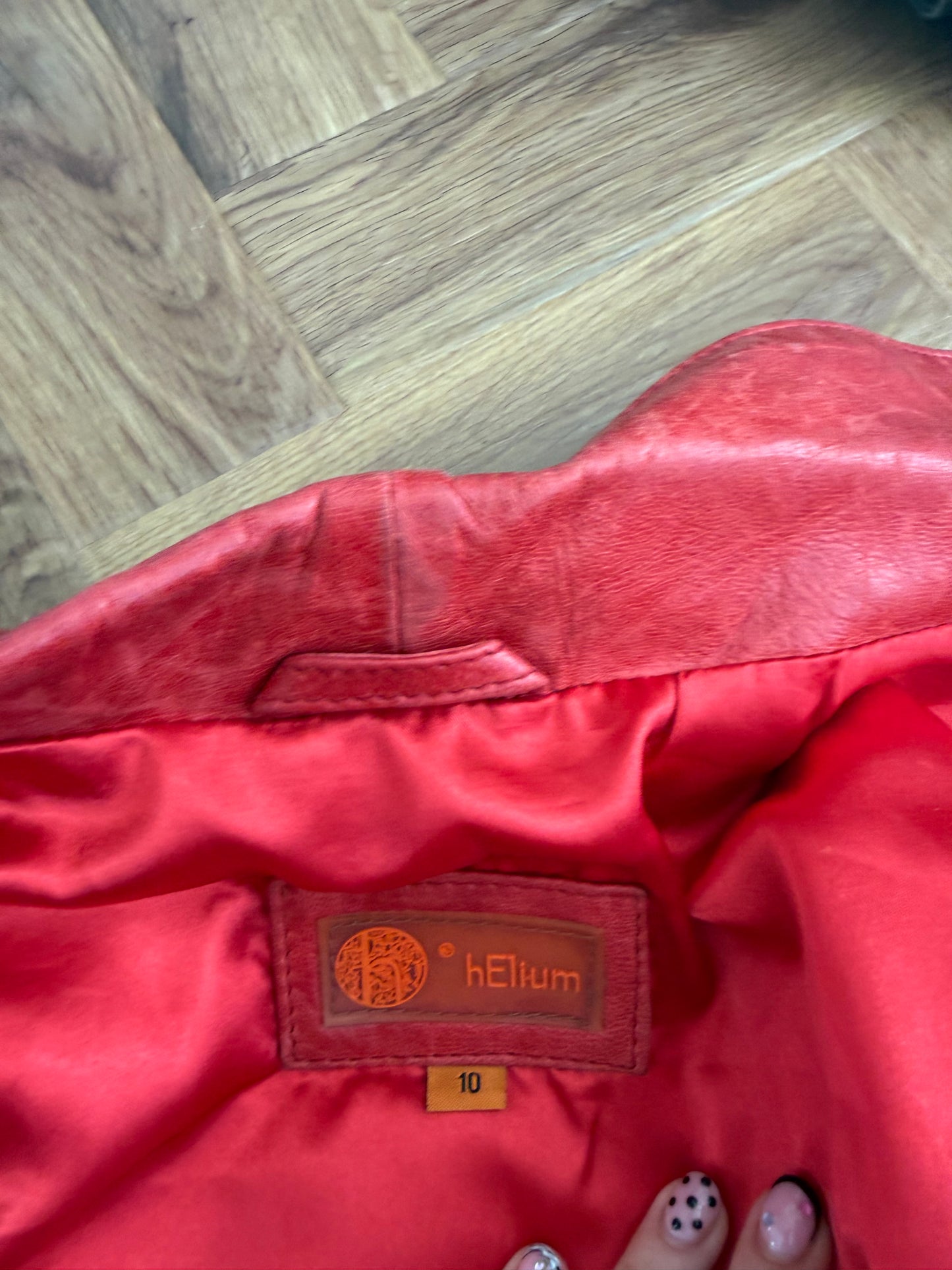 Red Leather Buckle Jacket (UK10)
