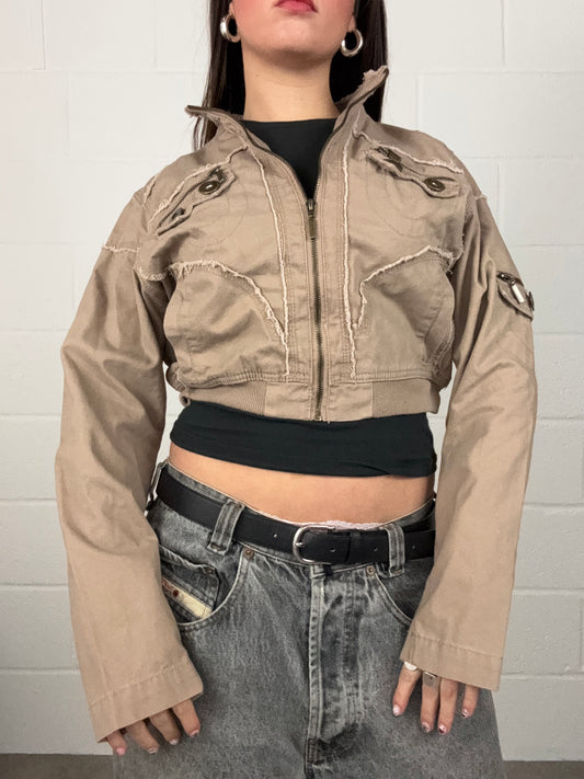 Y2K Cropped Cargo Jacket (UK12)