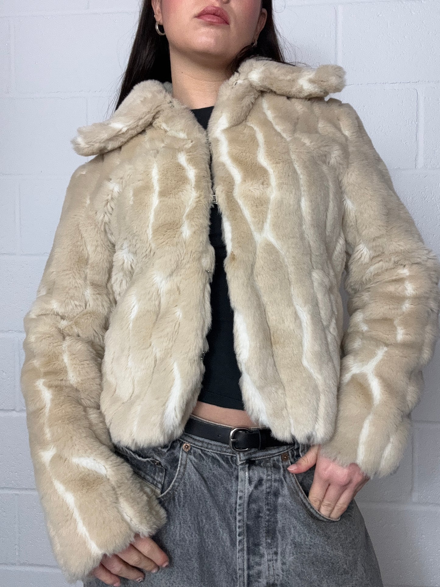 Cream Faux Fur Jacket (UK10)