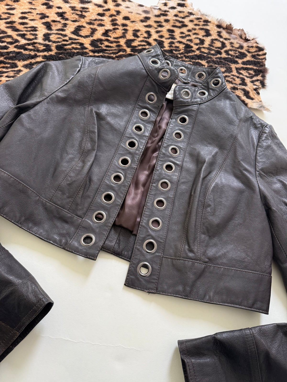 Vintage Leather Cropped Jacket (UK14)