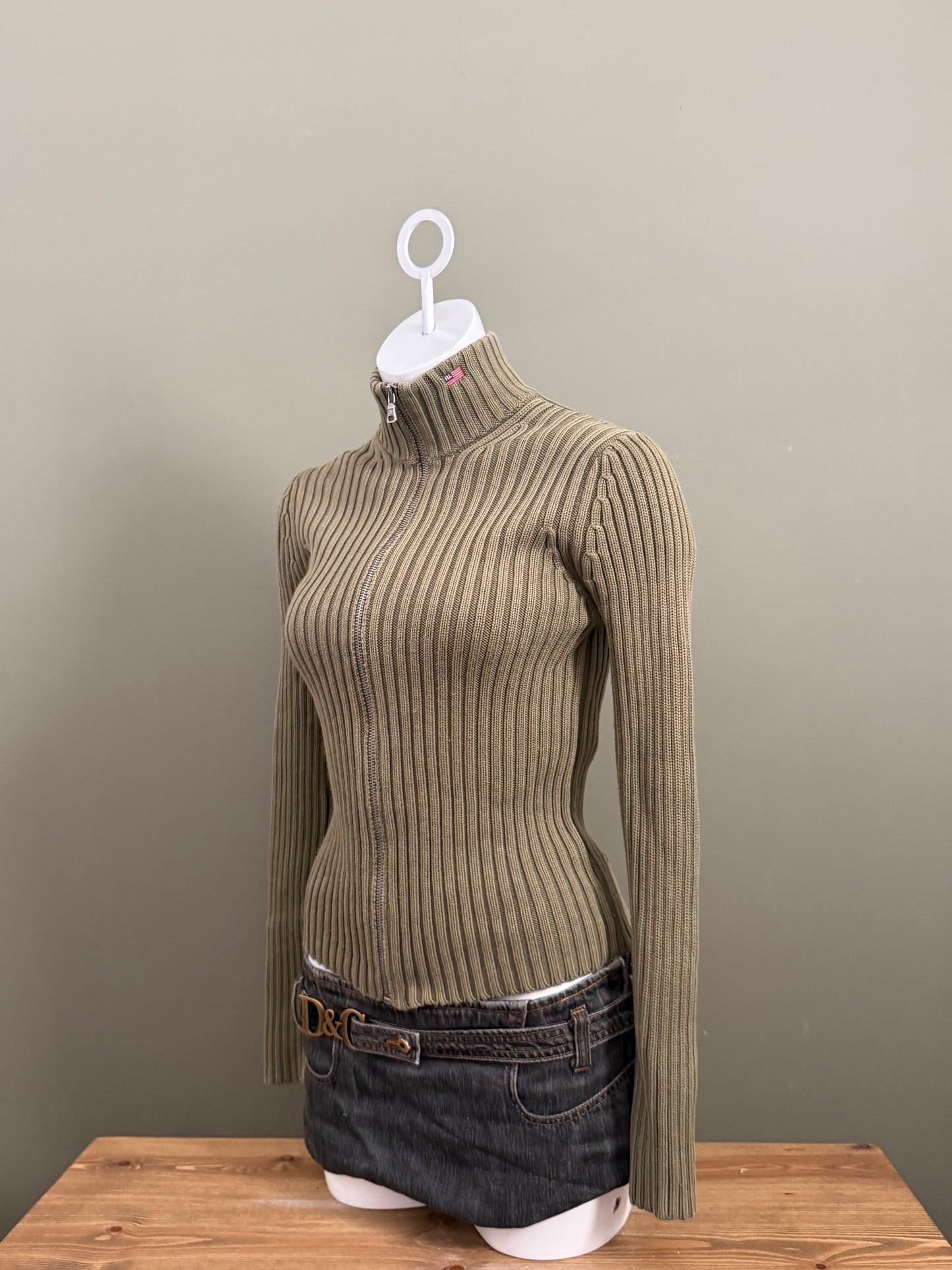 Ralph Lauren Khaki Zip Jumper (S)