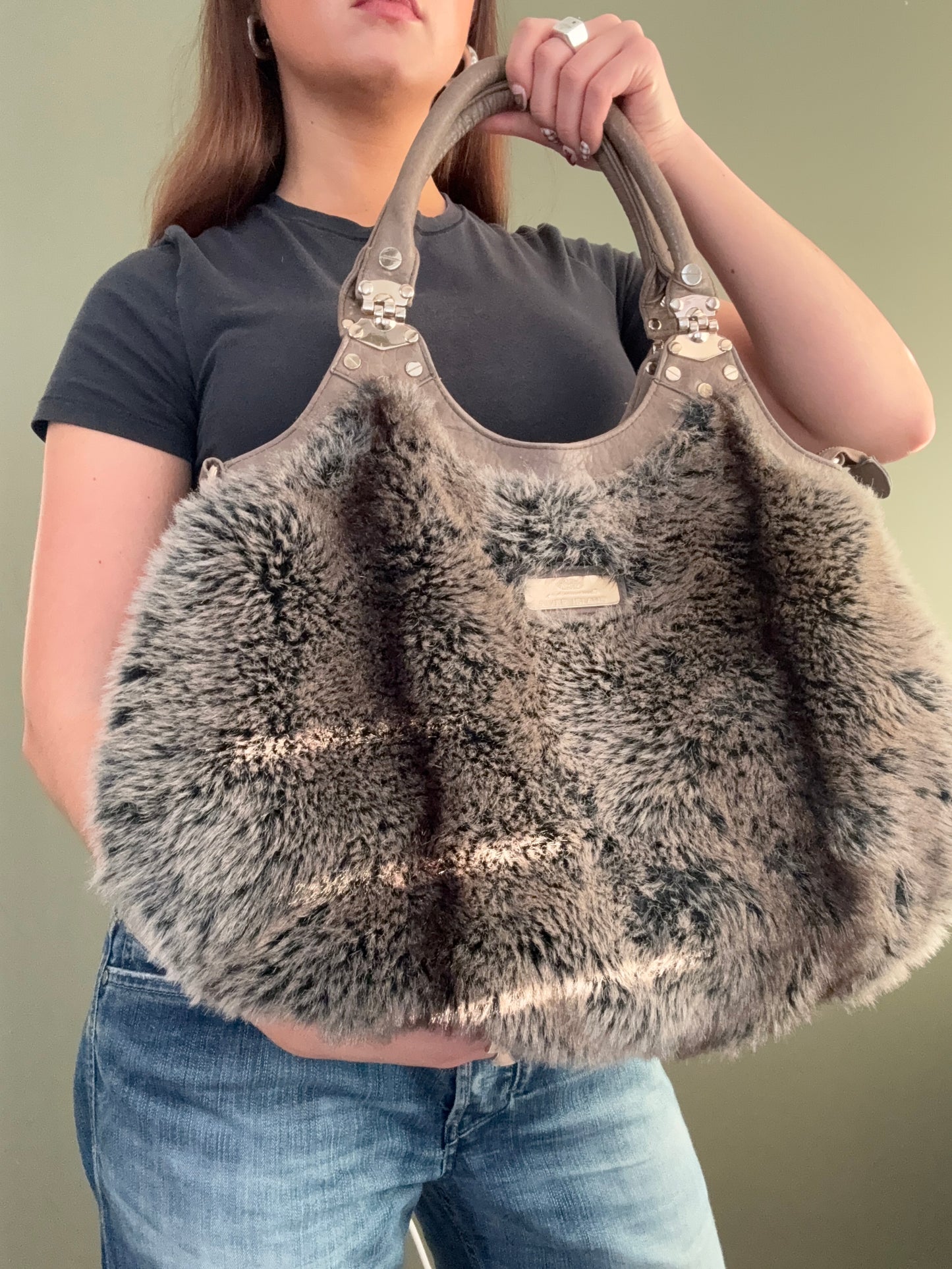 Large Faux Fur Shoulder Bag